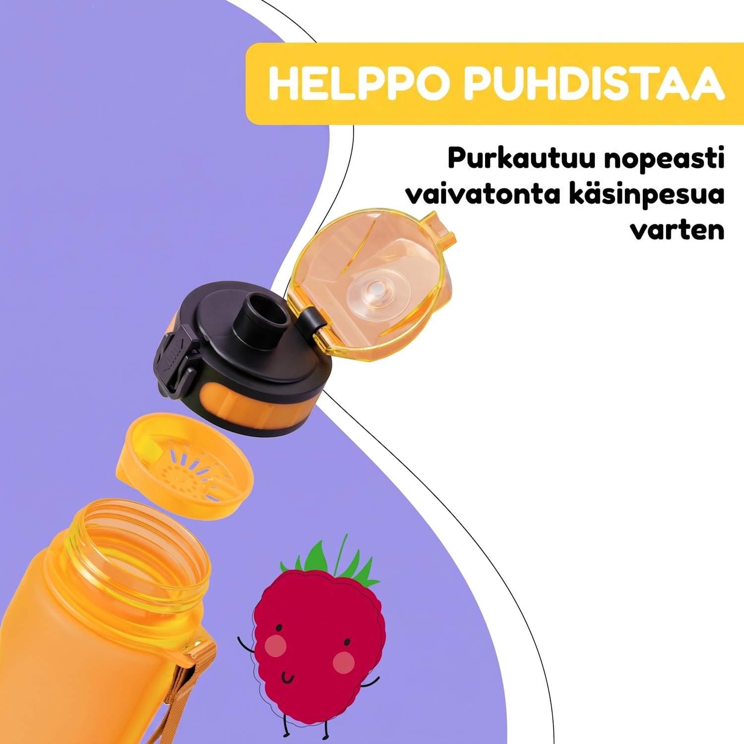 schmatzfatz Wakaba lasten juomapullo 500 ml | Tritan | Kantolenkki | BPA-vapaa 500 ml | Oranssi