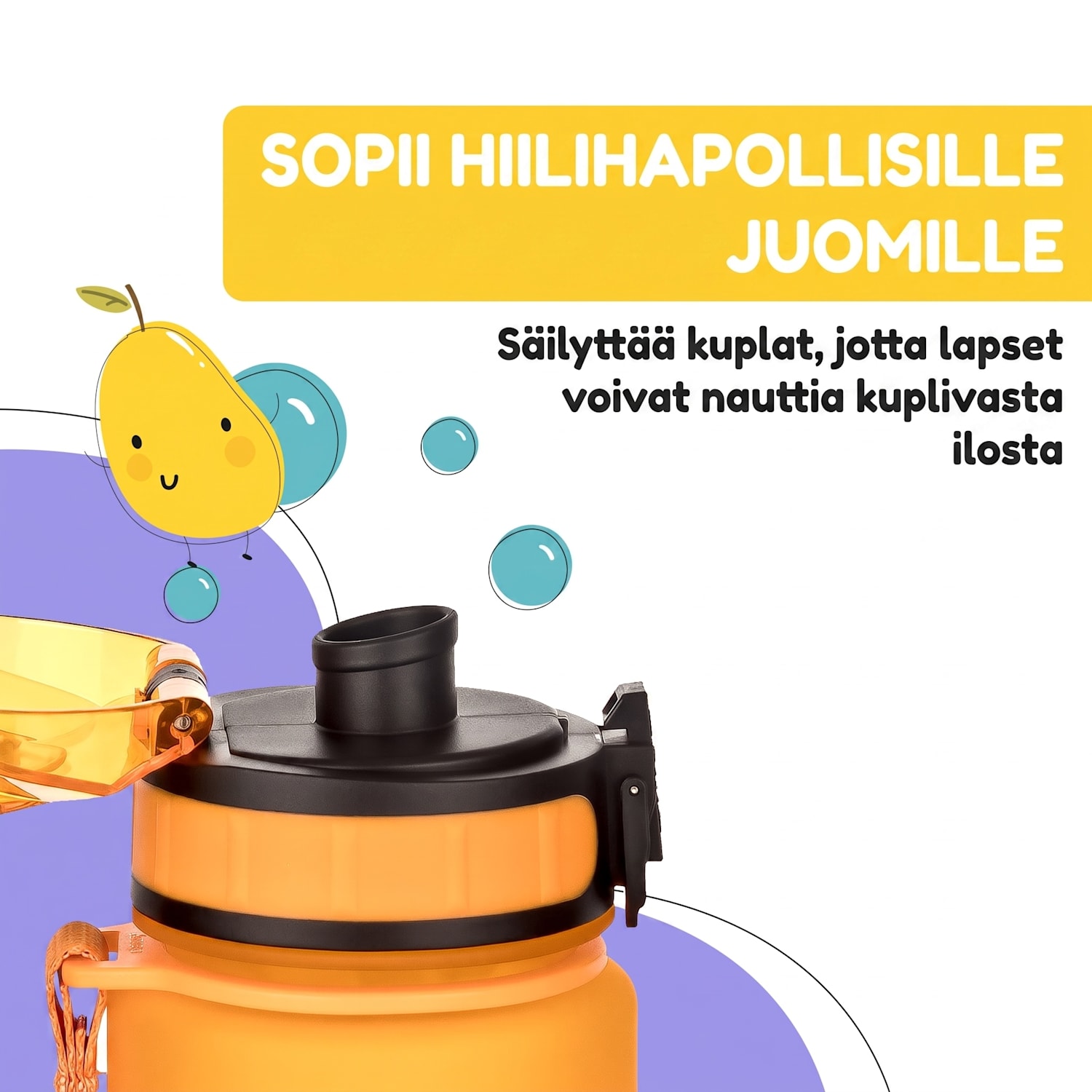 schmatzfatz Wakaba lasten juomapullo 500 ml | Tritan | Kantolenkki | BPA-vapaa 500 ml | Oranssi