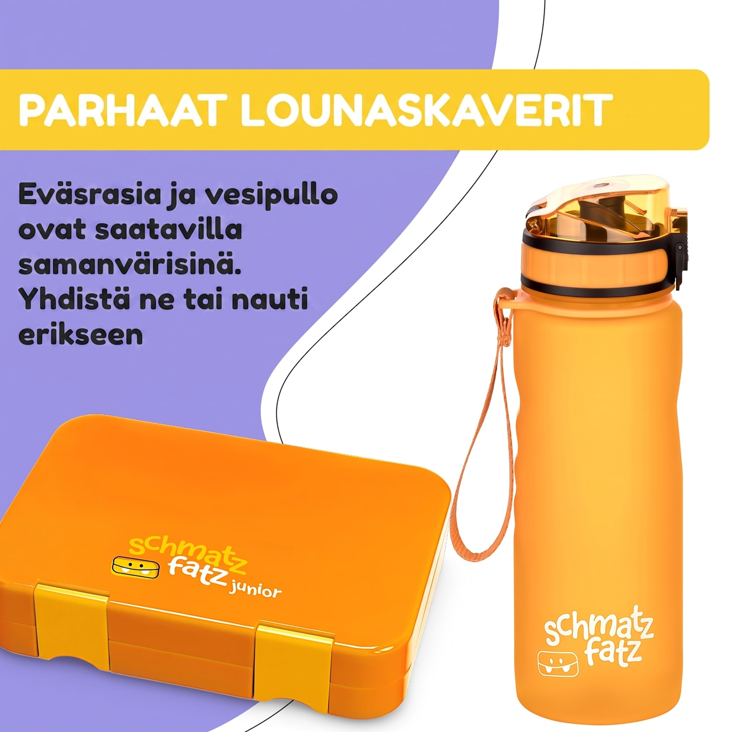schmatzfatz Wakaba lasten juomapullo 500 ml | Tritan | Kantolenkki | BPA-vapaa 500 ml | Oranssi