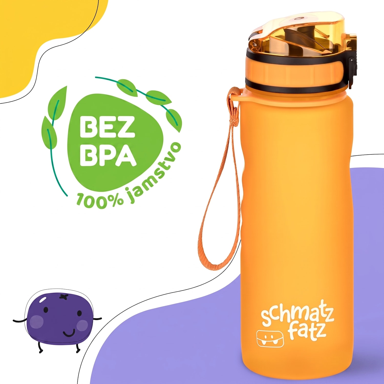 Schmatzfatz, bočica za piće, sportska bočica, 500 ml, 24 cm, Tritan 500 ml | Narančasta