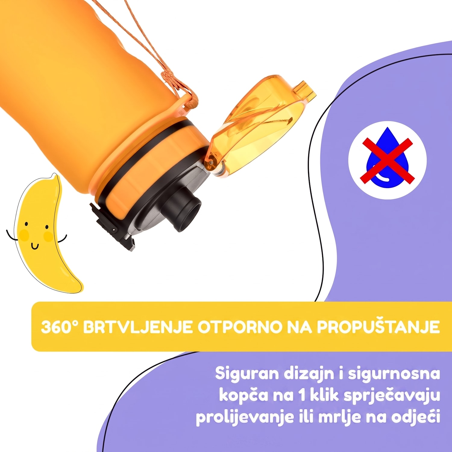 Schmatzfatz, bočica za piće, sportska bočica, 500 ml, 24 cm, Tritan 500 ml | Narančasta