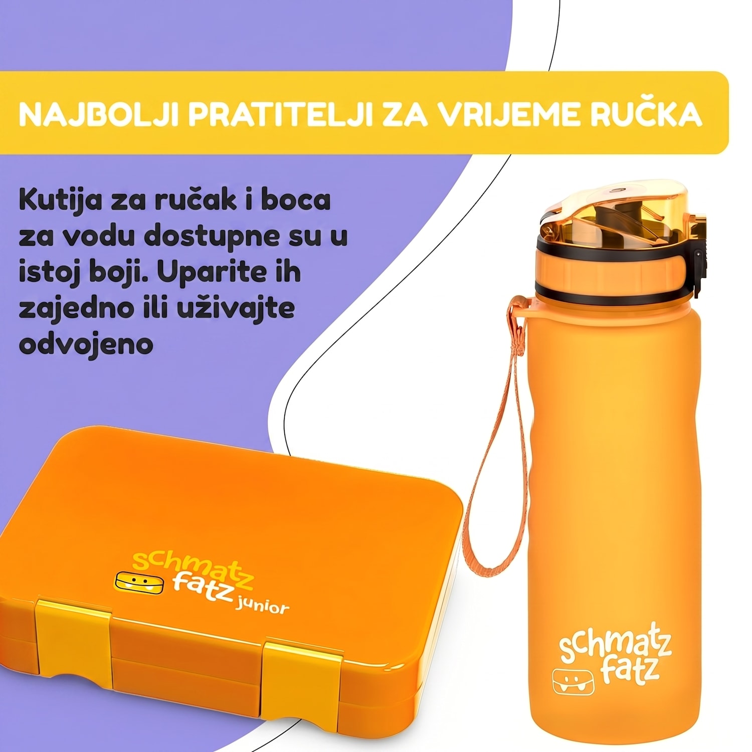 Schmatzfatz, bočica za piće, sportska bočica, 500 ml, 24 cm, Tritan 500 ml | Narančasta