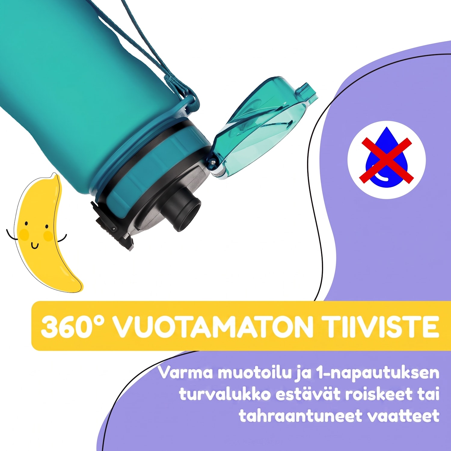 schmatzfatz Wakaba lasten juomapullo 500 ml | Tritan | Kantolenkki | BPA-vapaa 500 ml | Turkoosi