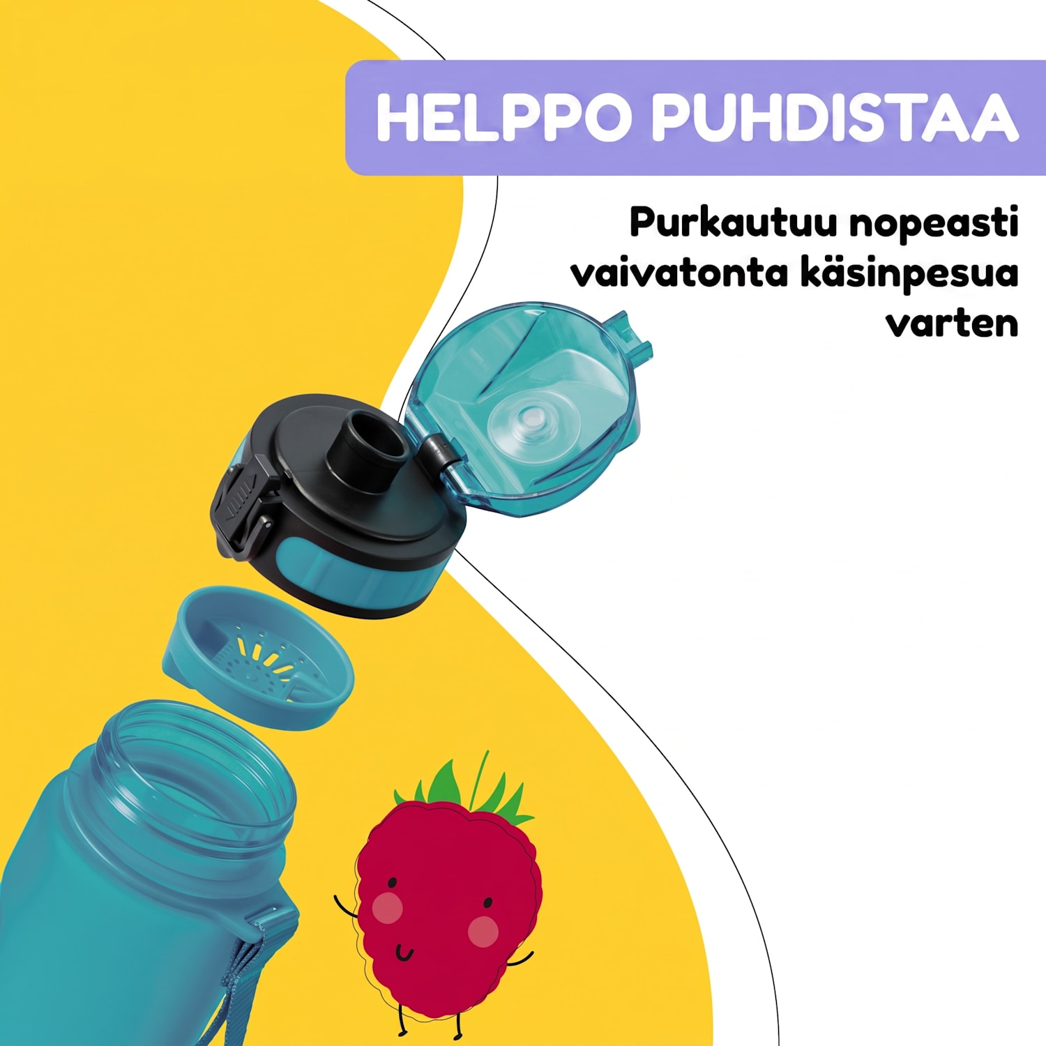 schmatzfatz Wakaba lasten juomapullo 500 ml | Tritan | Kantolenkki | BPA-vapaa 500 ml | Turkoosi