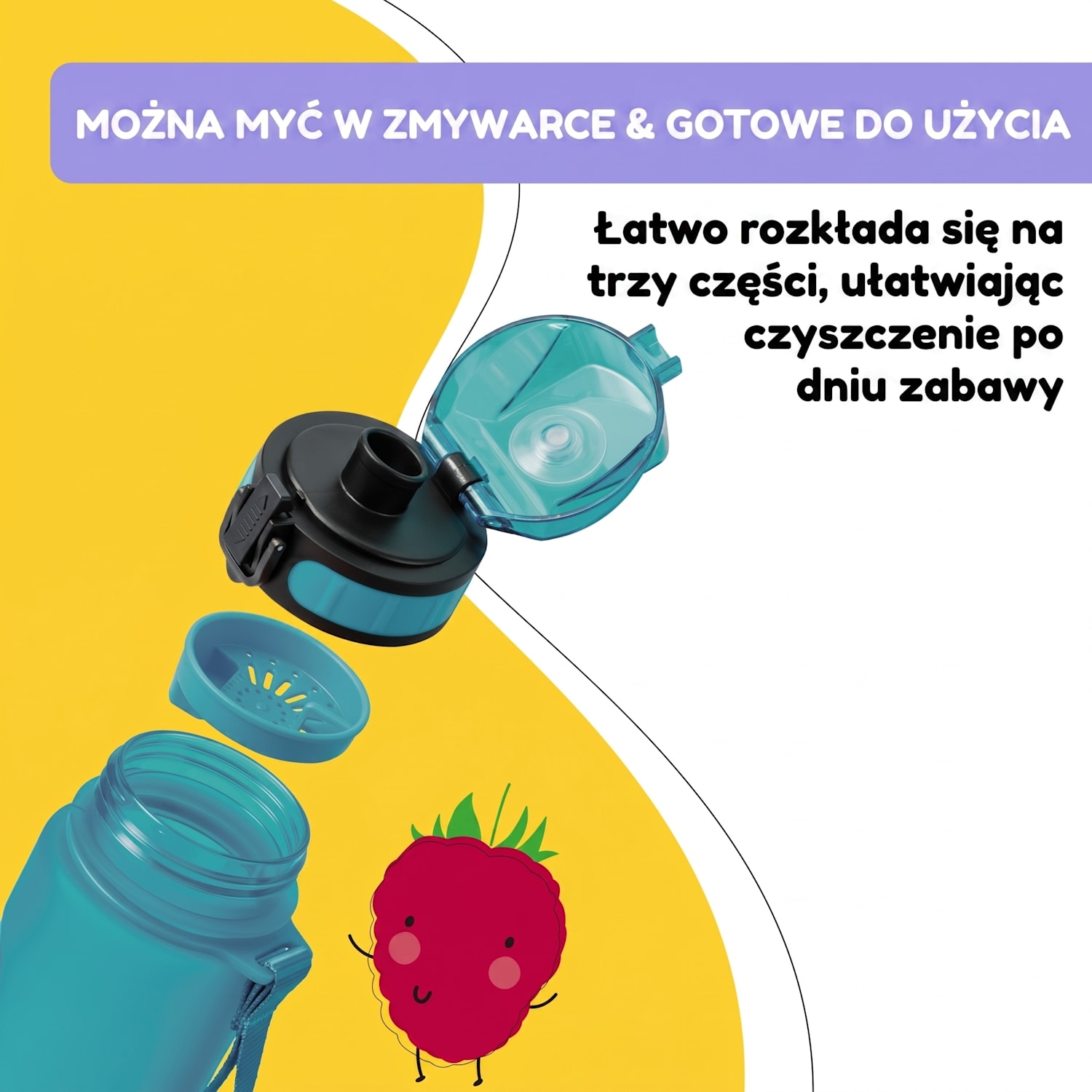 Schmatzfatz, butelka na napoje, 500 ml, 24 cm, tworzywo Tritan 500 ml | Turkusowy
