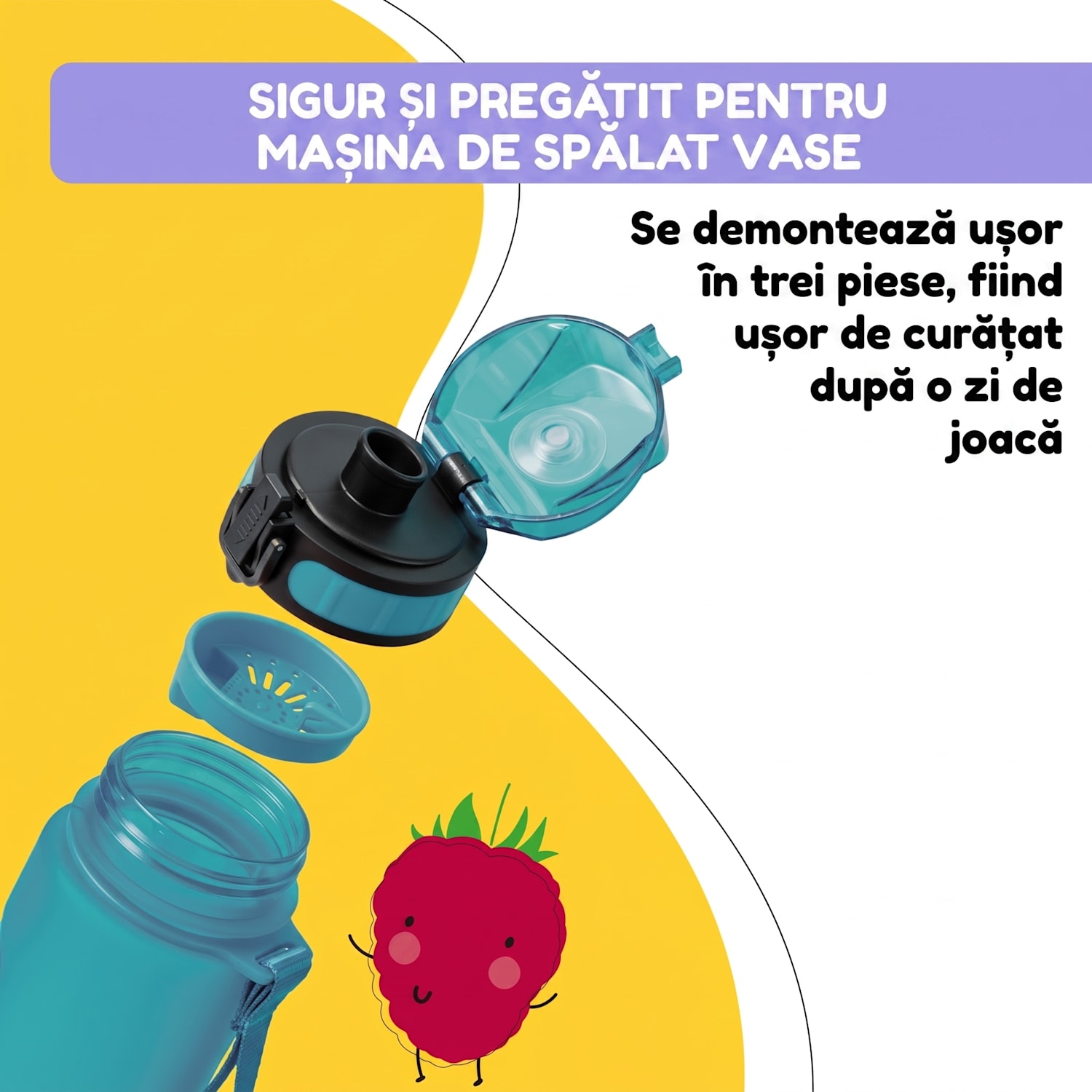 Schmatzfatz, sticlă de băut, sticlă sport, 500 ml, 24 cm, Tritan 500 ml | Turcoaz