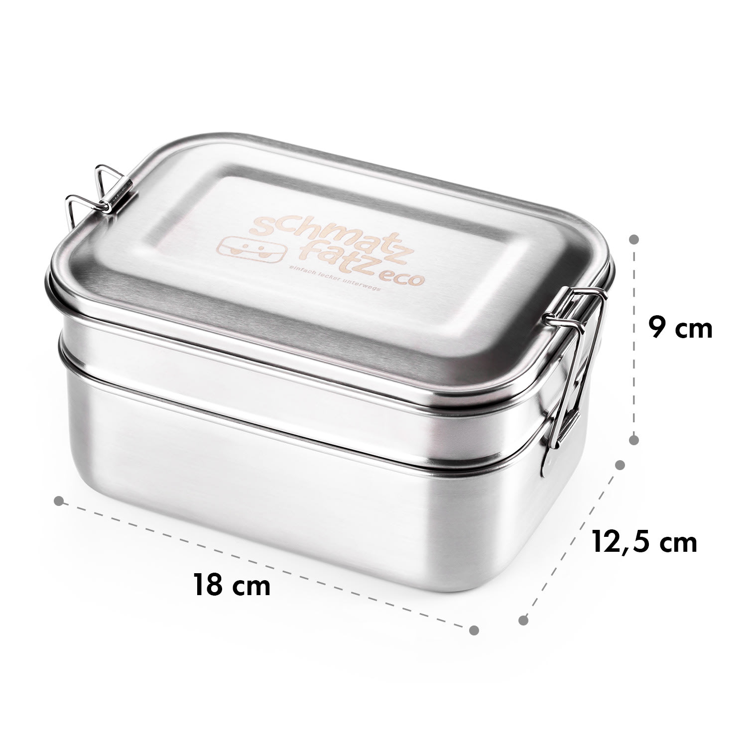 schmatzfatz eco, posoda za kosilo, 2 v 1, 1200 ml, 18 × 12,5 × 9 cm, nerjaveče jeklo 