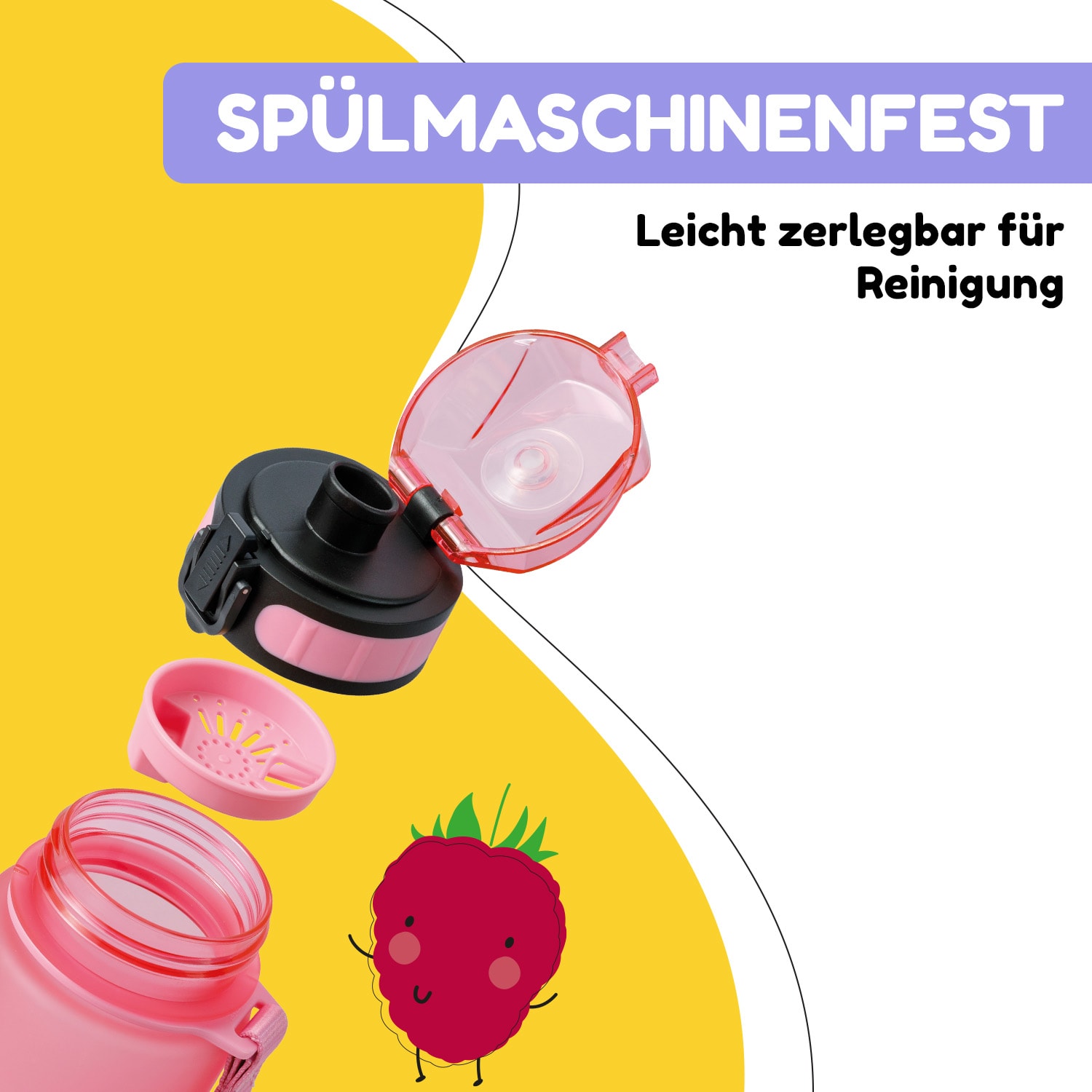 schmatzfatz Trinkflasche Sportflasche 350 ml 18 cm Tritan 350 ml | Bonbonrosa