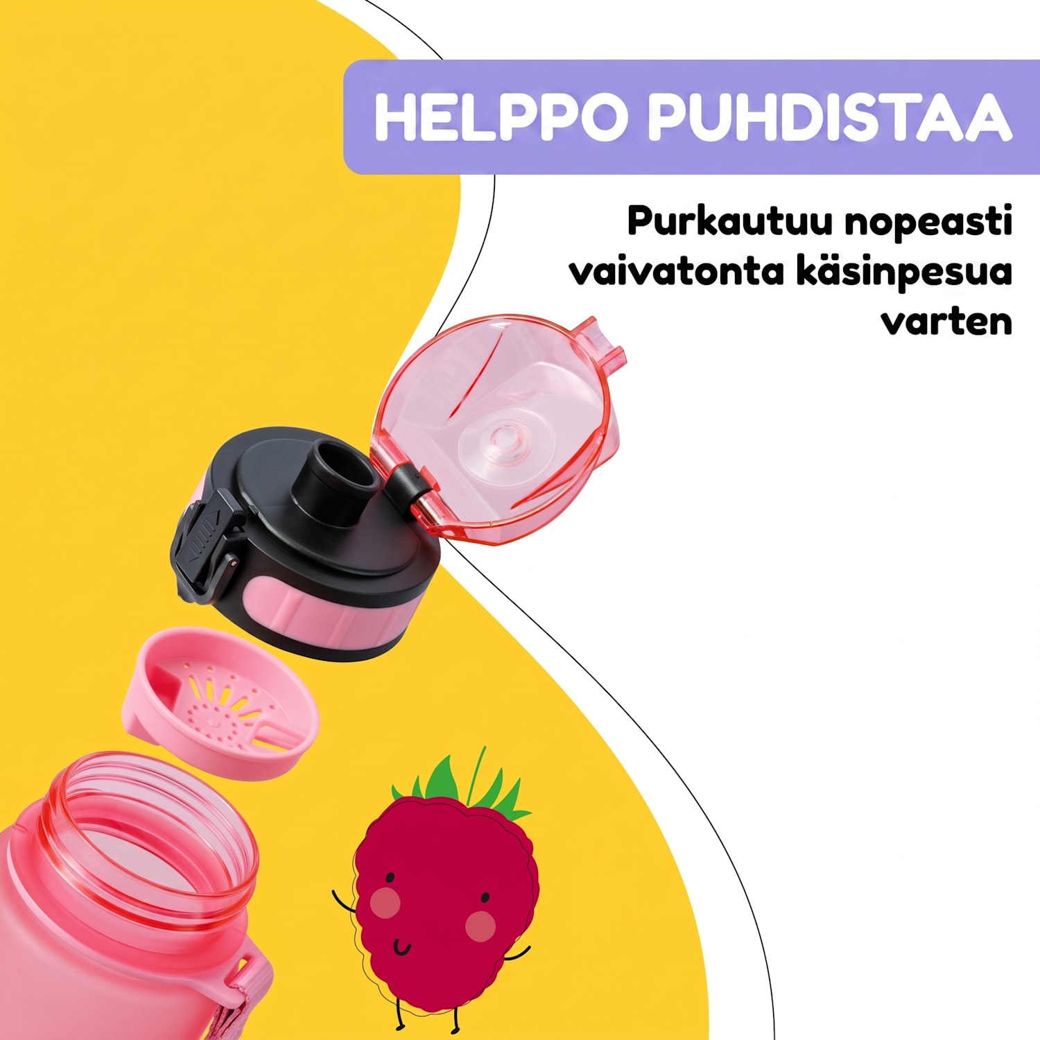 schmatzfatz Wakaba -juomapullo | 350 ml | Tritan | kantolenkki | BPA-vapaa 350 ml | Karkki Pinkki