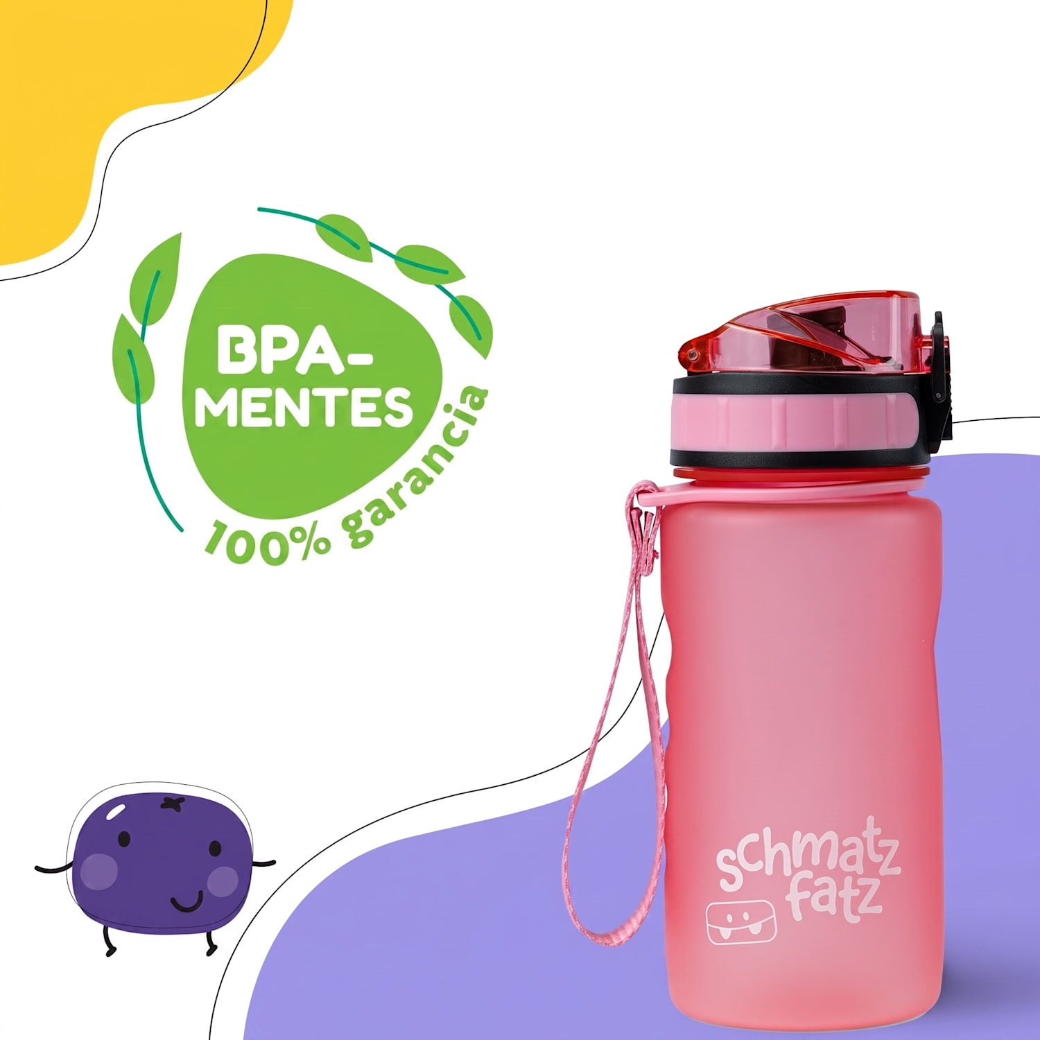 Schmatzfatz, ivópalack, sportpalack, 350 ml, 18 cm, Tritan 350 ml | Candy rózsaszín