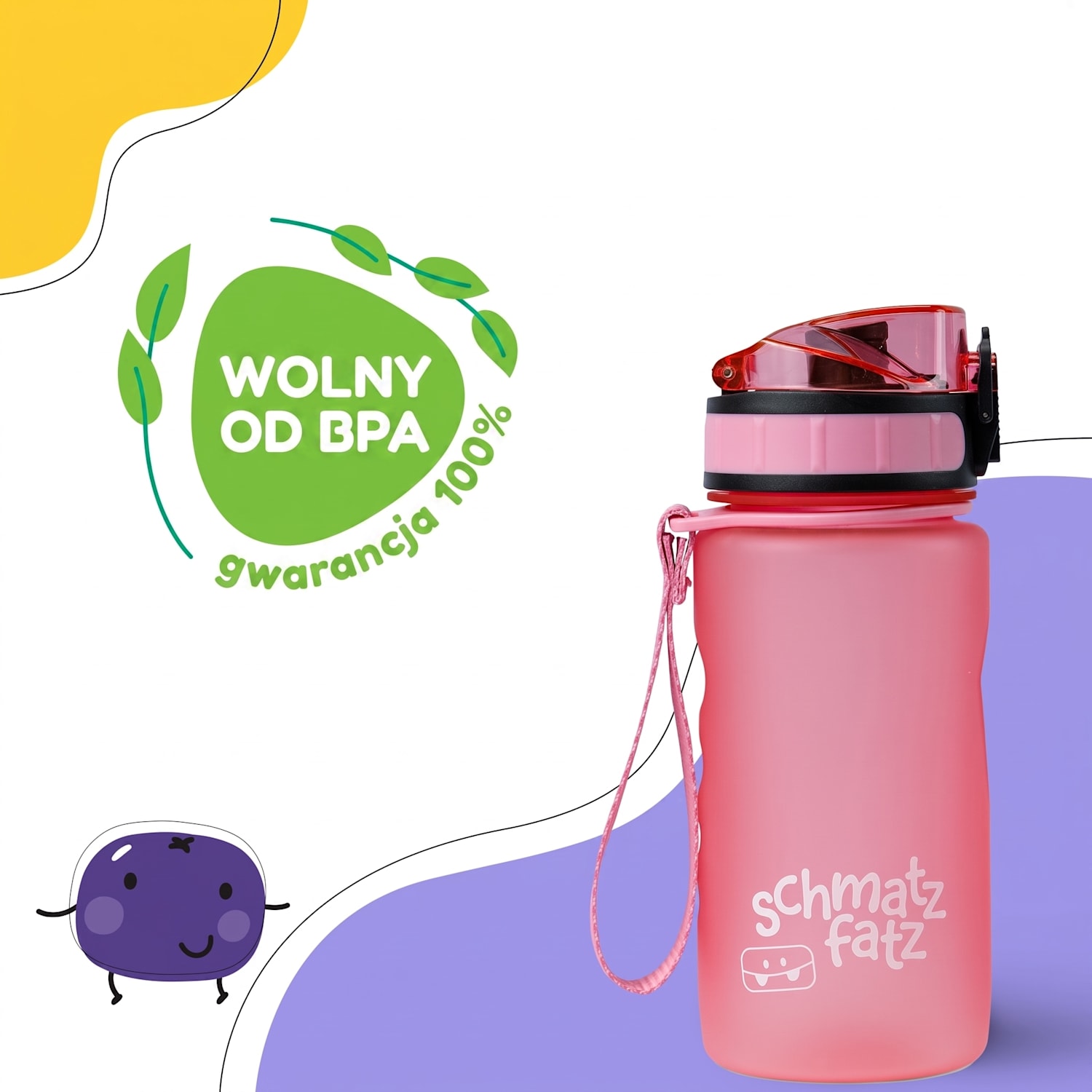Schmatzfatz, butelka na napoje, 350 ml, 18 cm, tworzywo Tritan 350 ml | Cukierkowy róż