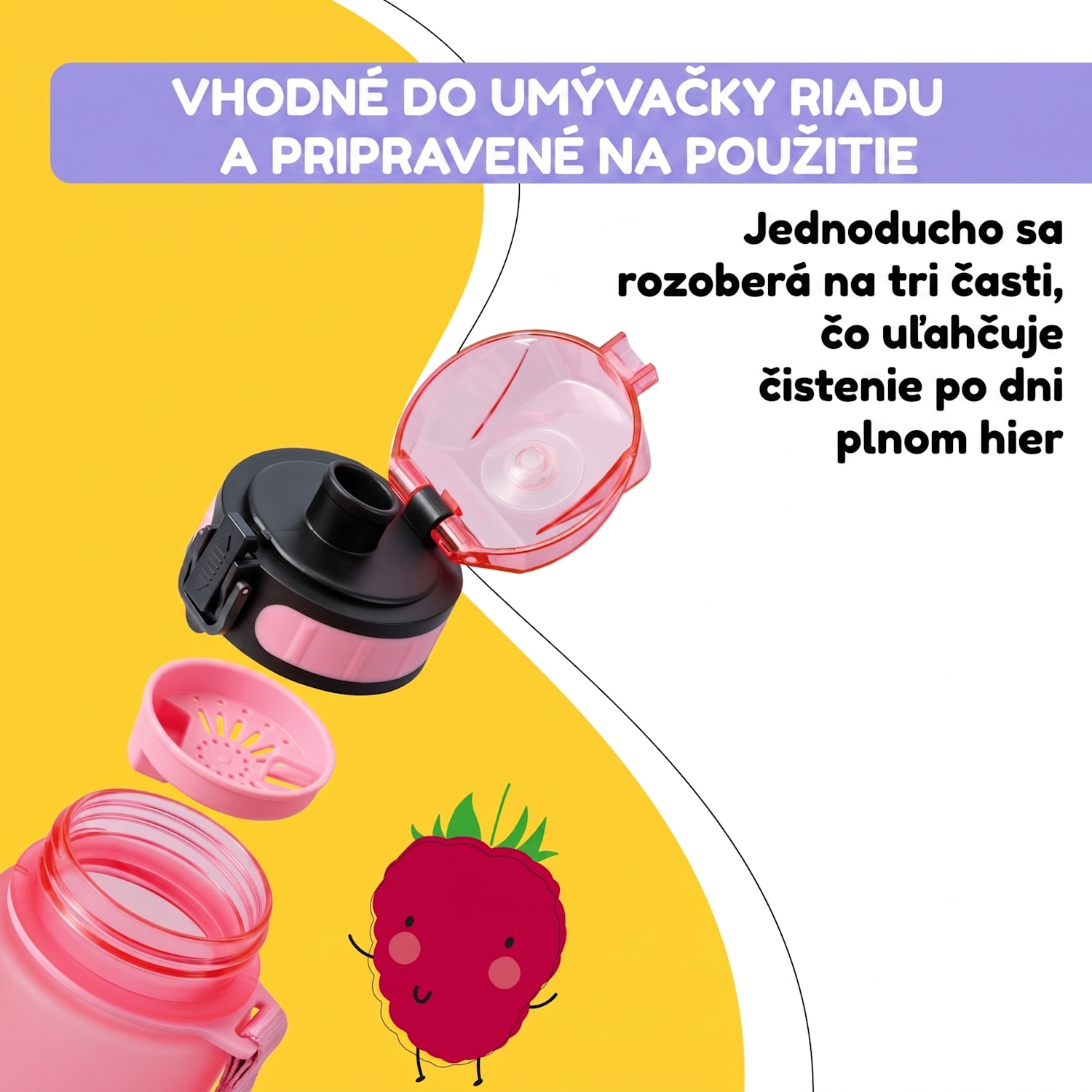 Schmatzfatz, fľaša na pitie, športová fľaša, 350 ml, 18 cm, Tritan 350 ml | Candy Ružová