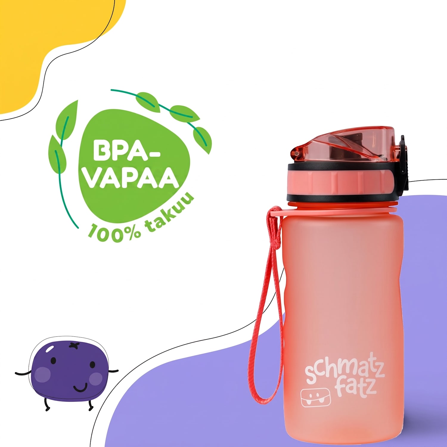 schmatzfatz Wakaba -juomapullo | 350 ml | Tritan | kantolenkki | BPA-vapaa 350 ml | Koralli Vaaleanpunainen