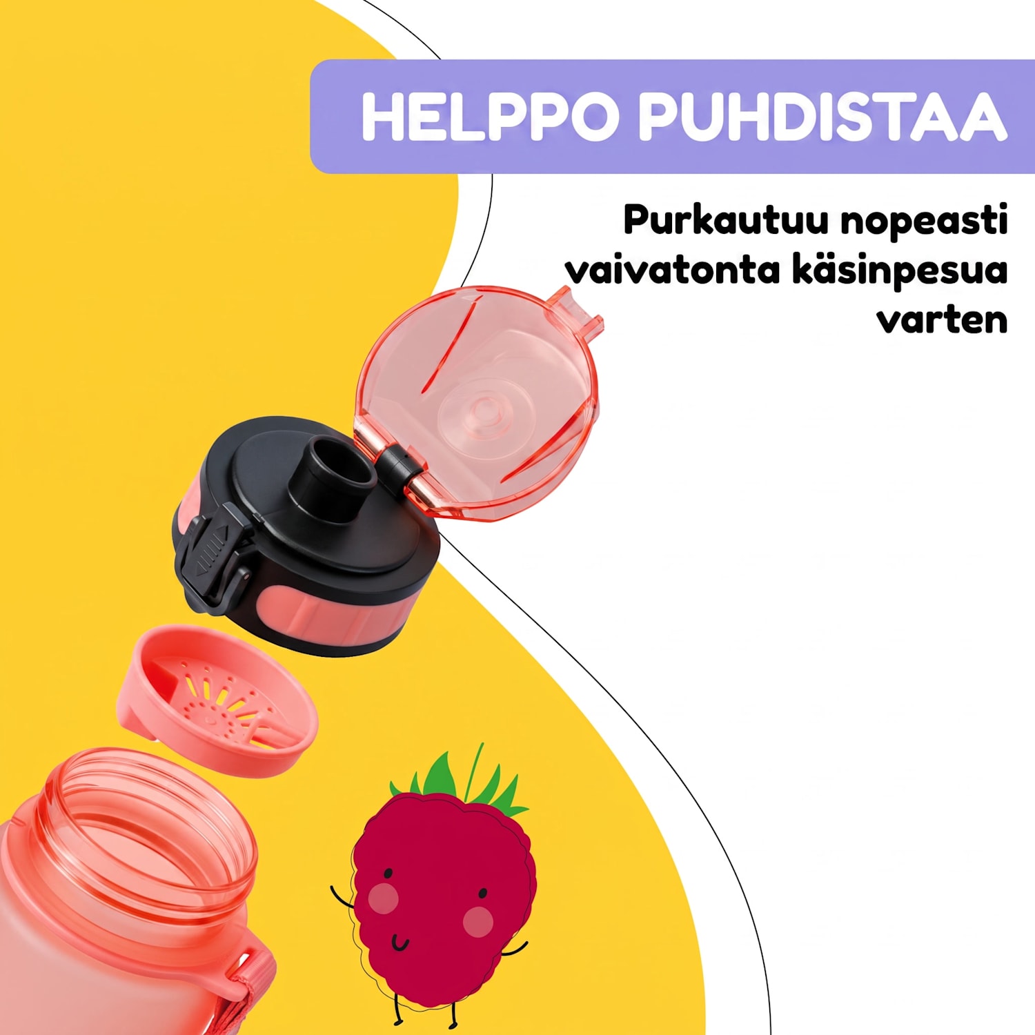 schmatzfatz Wakaba -juomapullo | 350 ml | Tritan | kantolenkki | BPA-vapaa 350 ml | Koralli Vaaleanpunainen