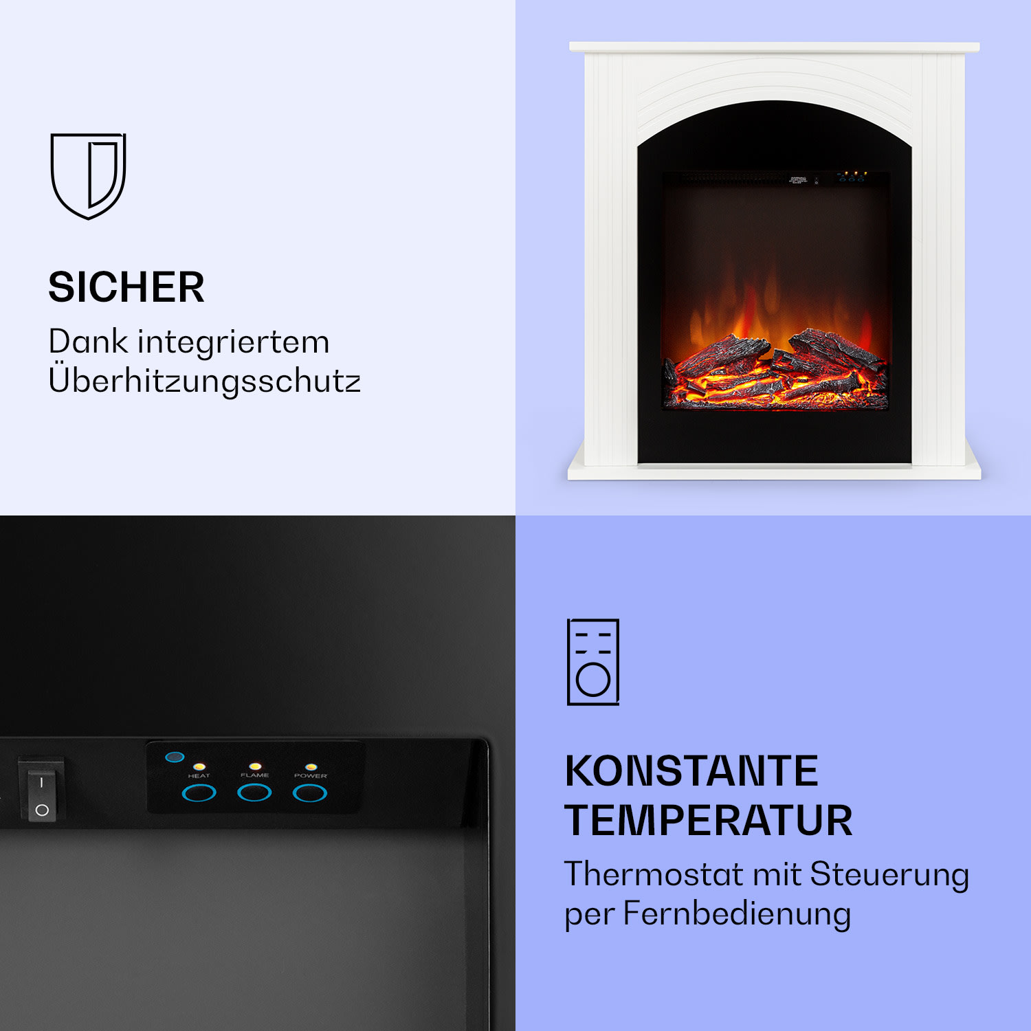 Elbrus Cheminée électrique 2000 W Technologie LED Télécommande 