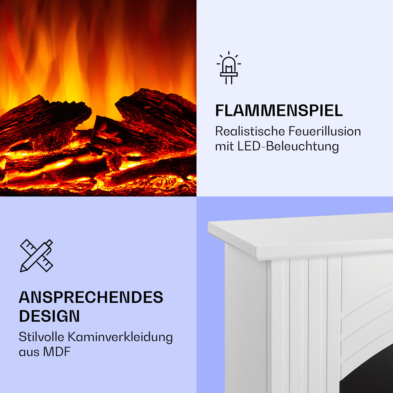 Elbrus Cheminée électrique 2000 W Technologie LED Télécommande 