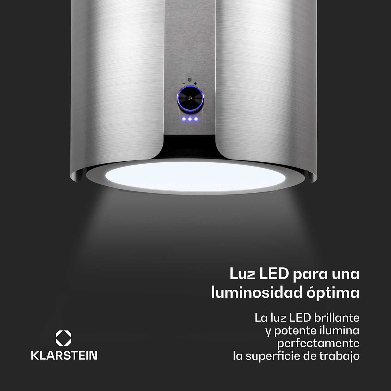 Skyfall Campana de isla Ø45cm Recirculación de aire 402m³/h Led Acero Inoxidable