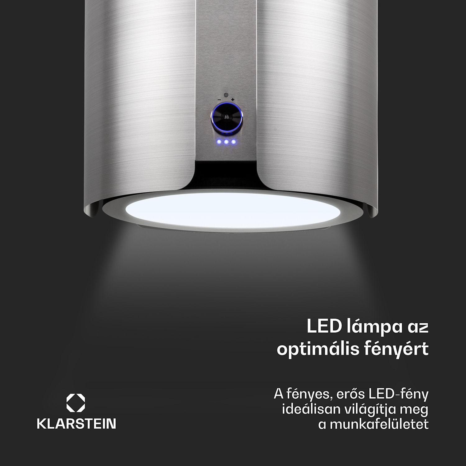 Skyfall, sziget páraelszívó, Ø 45 cm, légkeringetés, 402 m³/ó, LED, nemesacél, ezüst Rozsdamentes acél