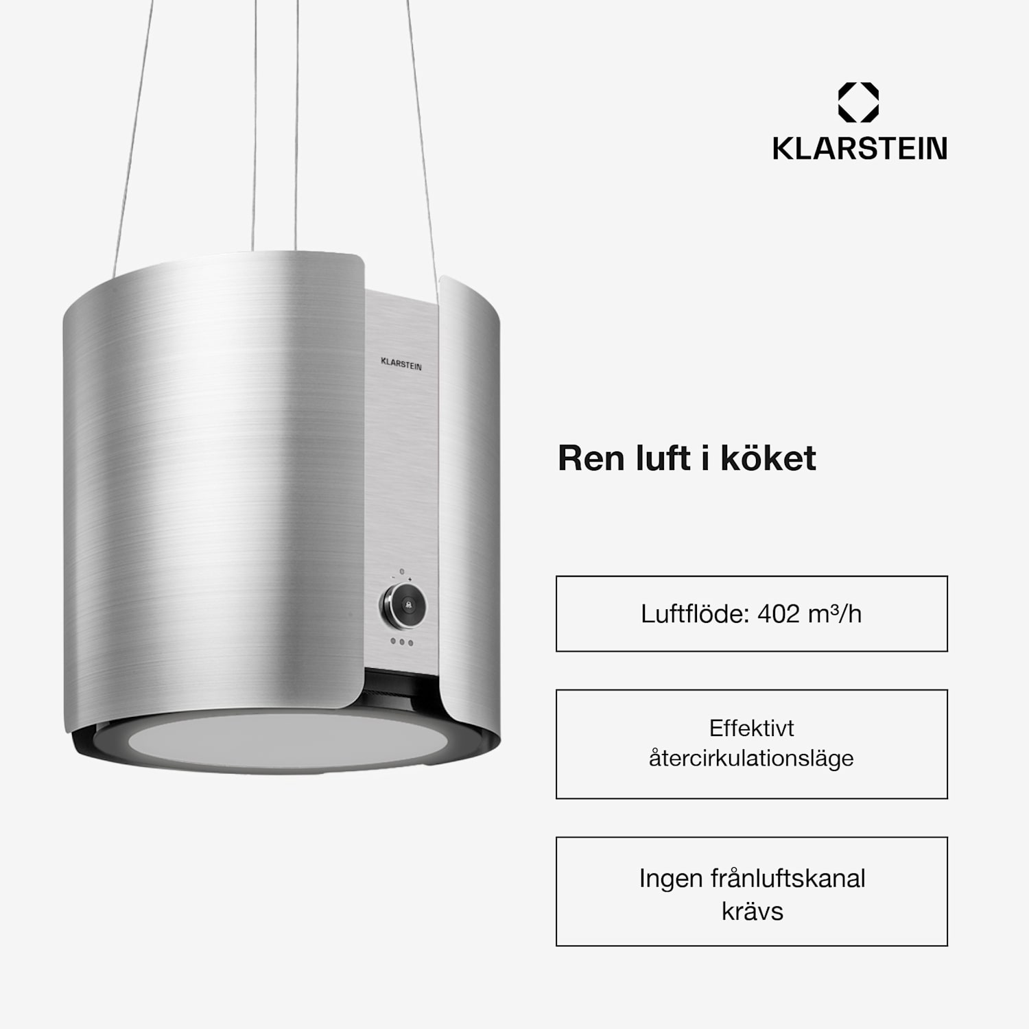 Skyfall ö-extraktor Ø45cm 413m³/h LED 45 cm | Silver