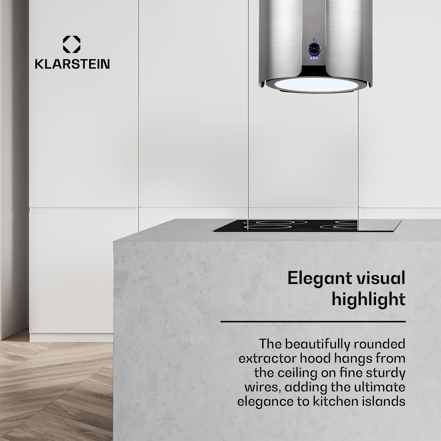 Skyfall eiland afzuigkap Ø 45 cm recirculatie 402 m³/h led 