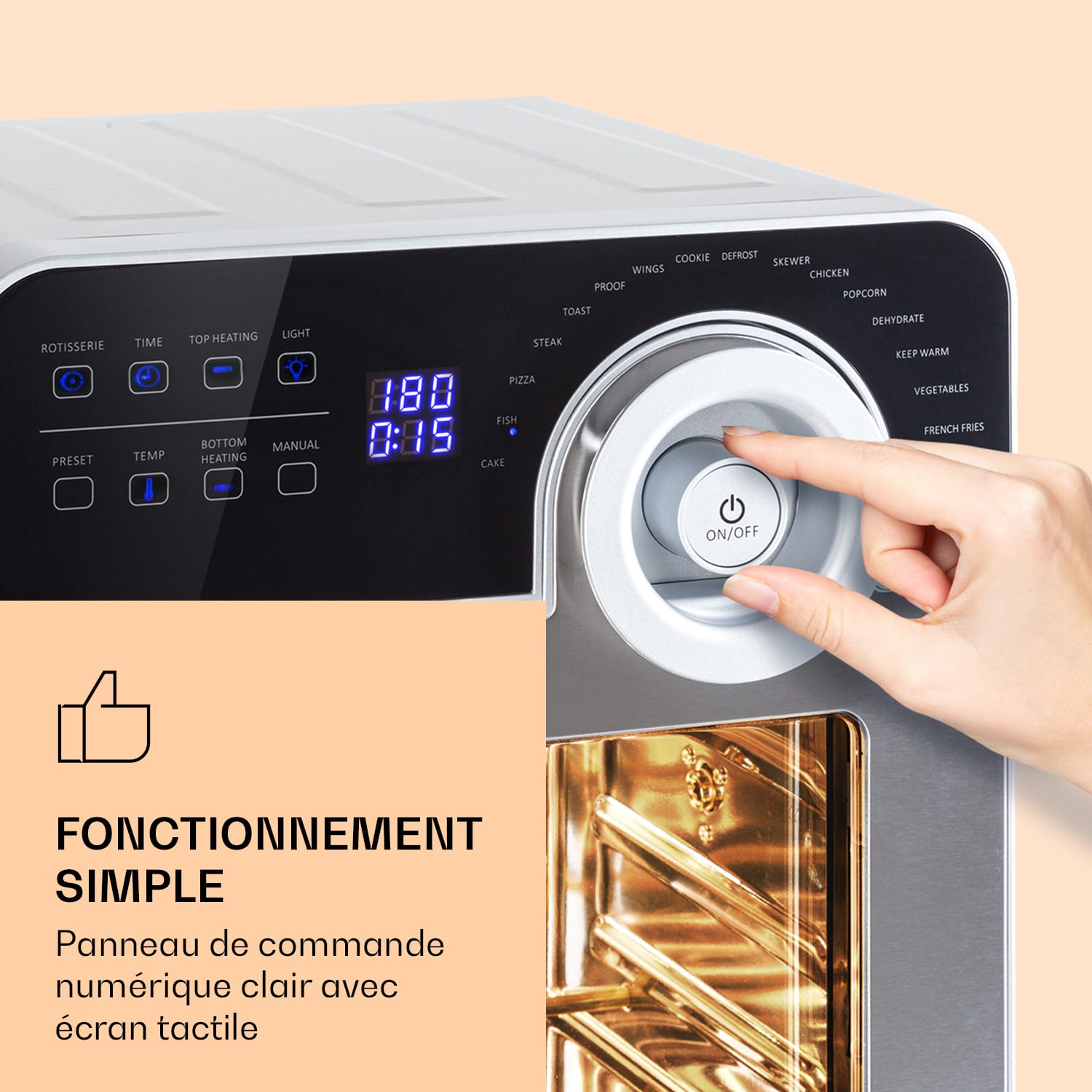 AeroVital Cube Chef Friteuse à air chaud  1700 W 14 litres 16 programmes Chaleur de dessus et de dessous Argent Métallisé