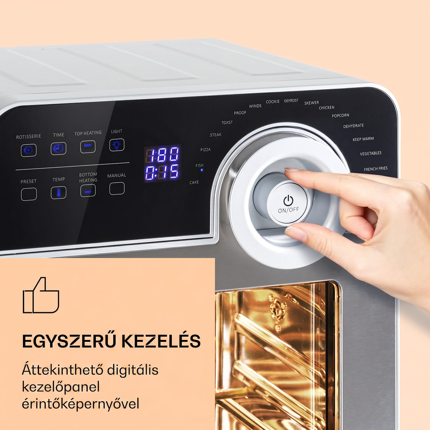 AeroVital Cube Chef, forrólevegős fritőz, 1700 W, 14 l, 16 program, felső és alsó fűtés Ezüst metál