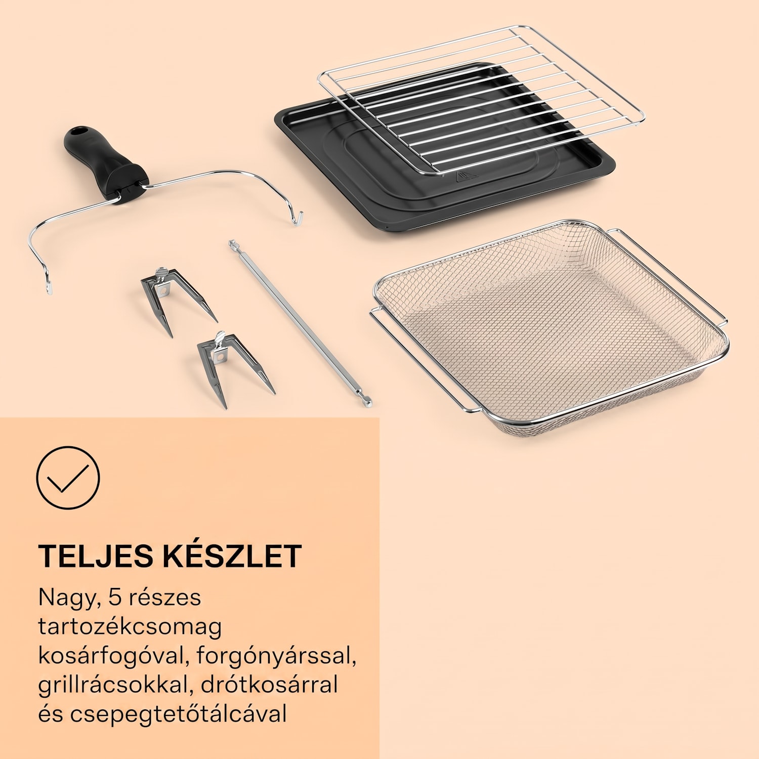 AeroVital Cube Chef, forrólevegős fritőz, 1700 W, 14 l, 16 program, felső és alsó fűtés Ezüst metál