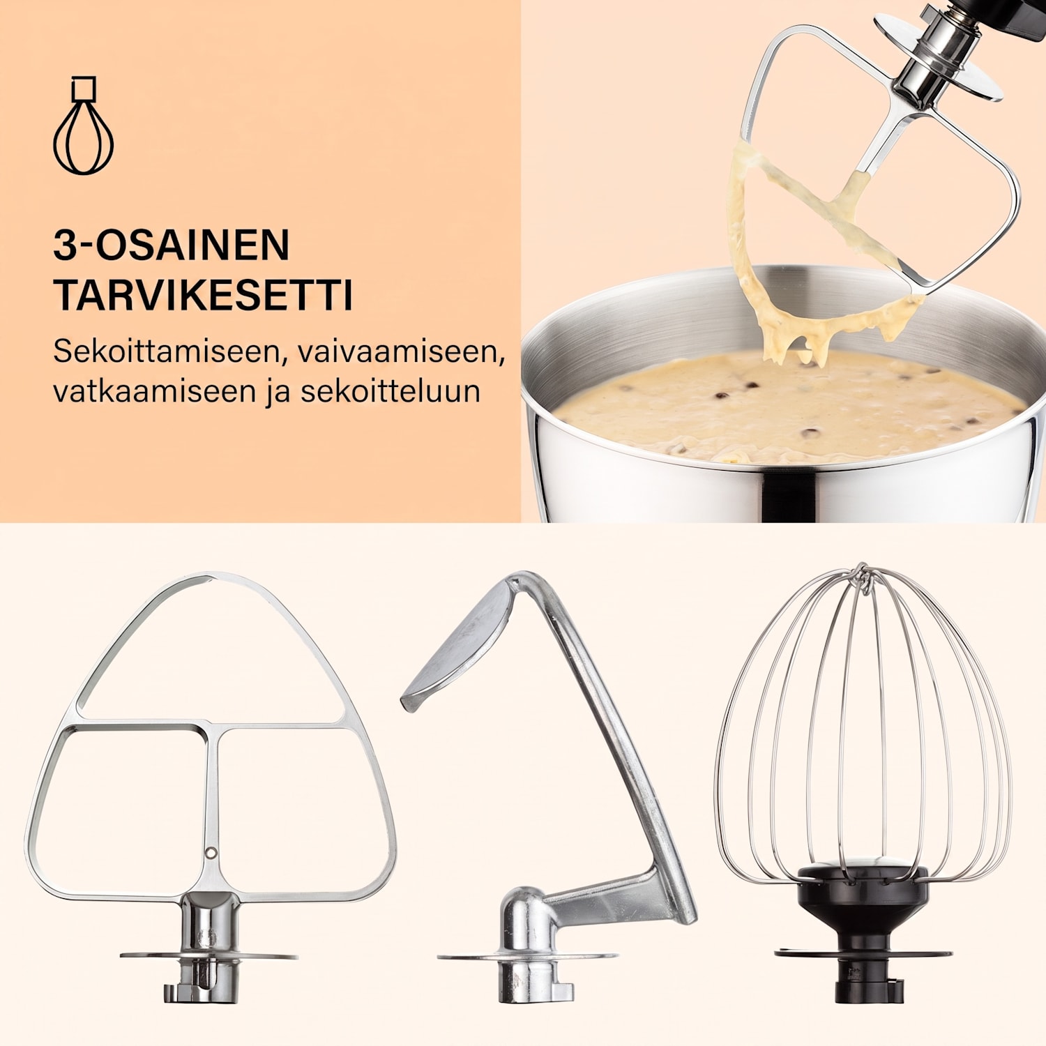 Bella Mini -yleiskone 1200 W 6 tasoa 4 litraa ruostumaton teräs sykäystoiminto Punainen