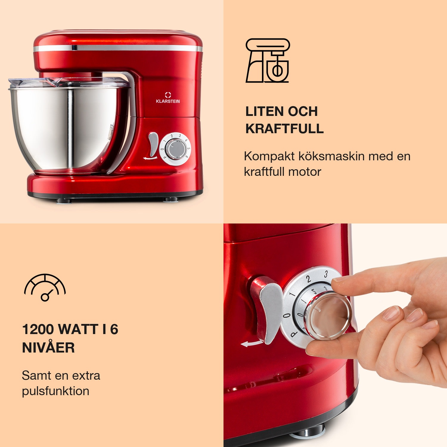 Bella Mini Köksmaskin 1200 W 6 hastigheter 4 liter rostfritt stål pulsfunktion 