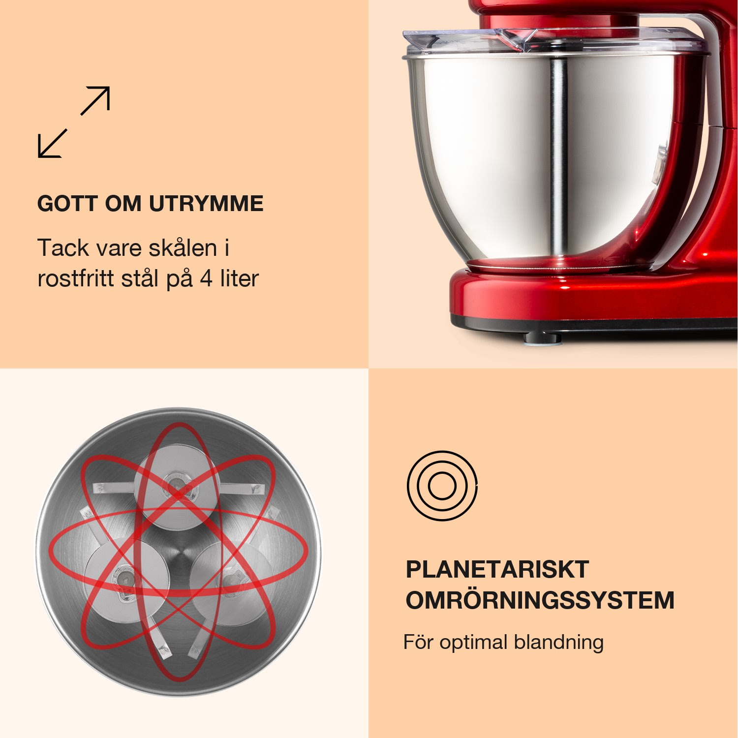 Bella Mini Köksmaskin 1200 W 6 hastigheter 4 liter rostfritt stål pulsfunktion 