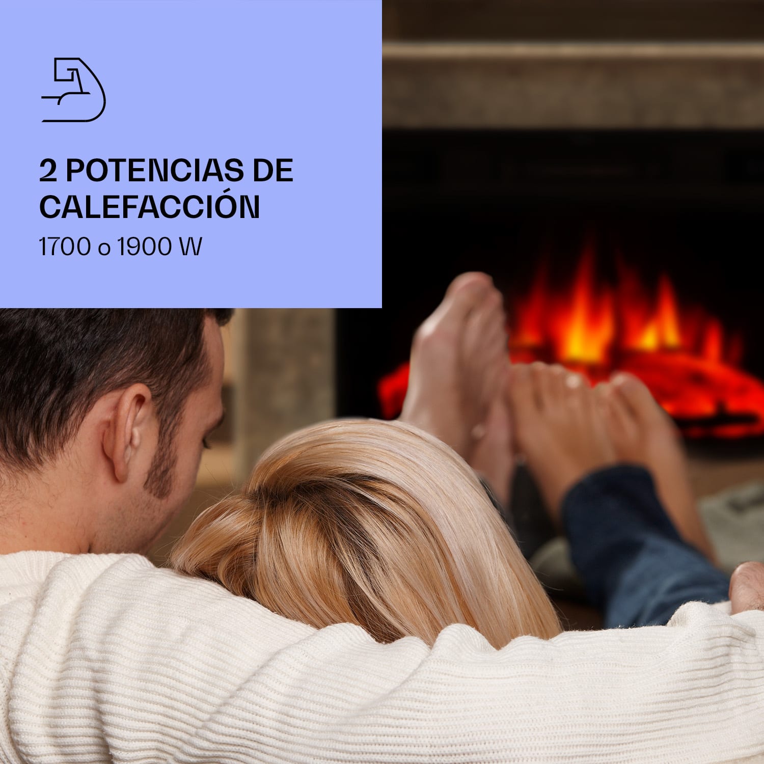 Chimenea Crater Lake 1900 W tecnología LED mando a distancia 