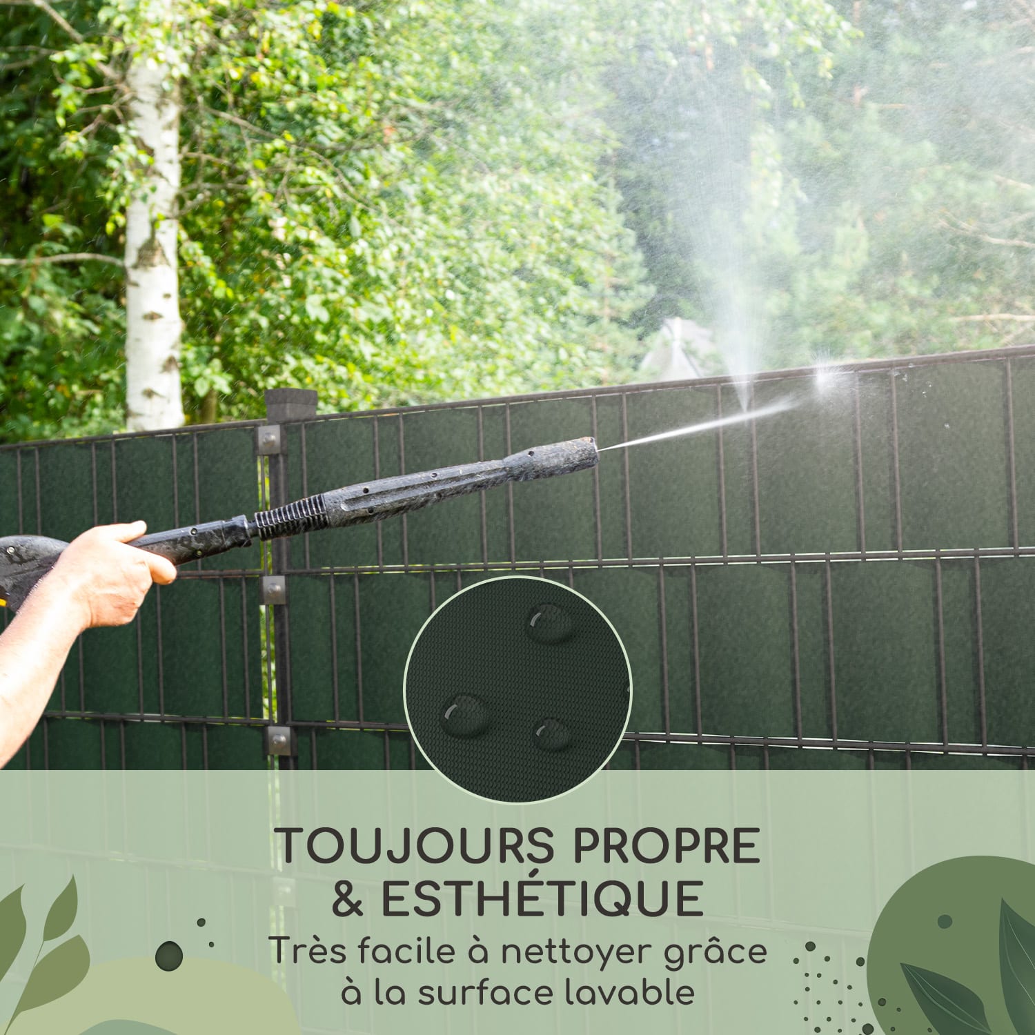 Bandes pare-vue clôture de jardin PVC 450 g / m² clips 50x19cm 