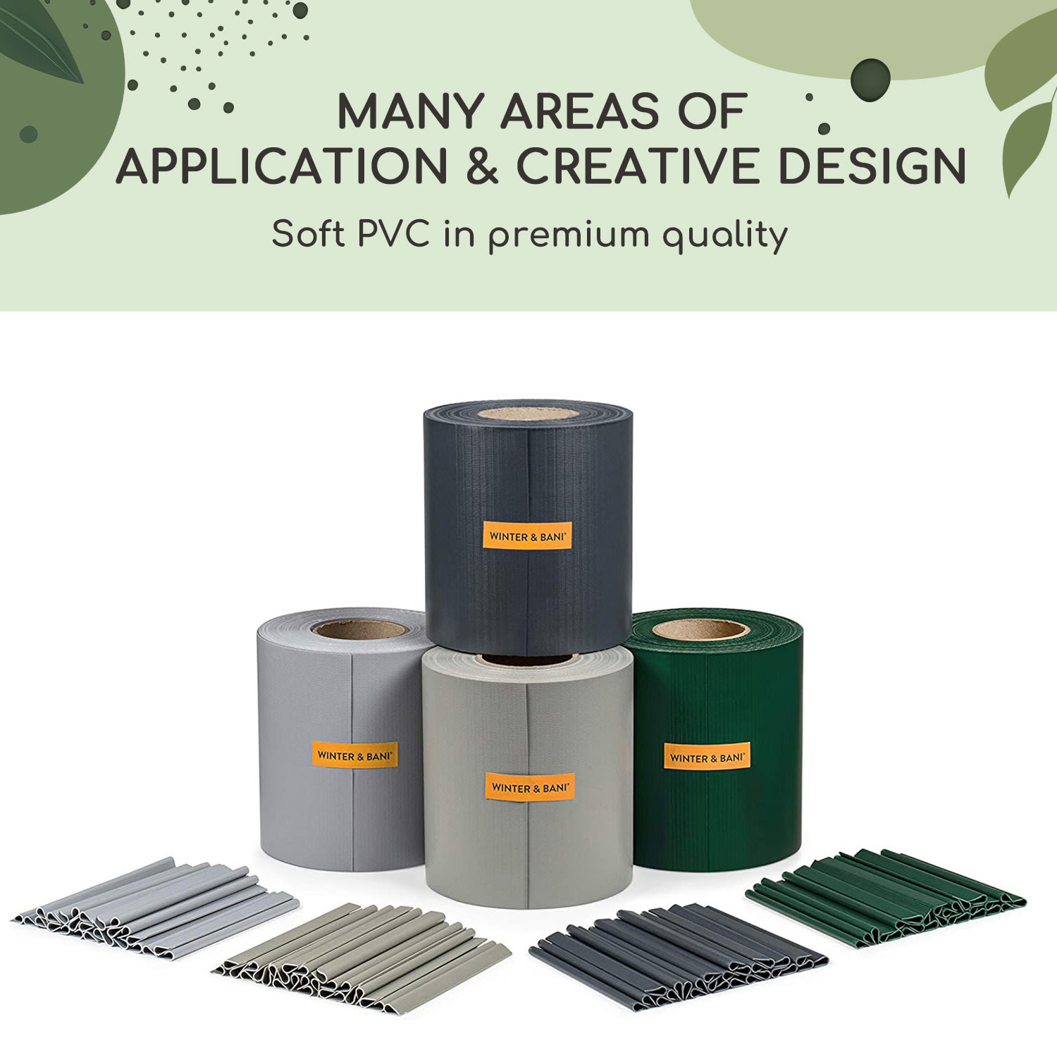 Stínící pásy na plot, zahradní plot, PVC, 450 g/m², 50 × 19 cm, spony