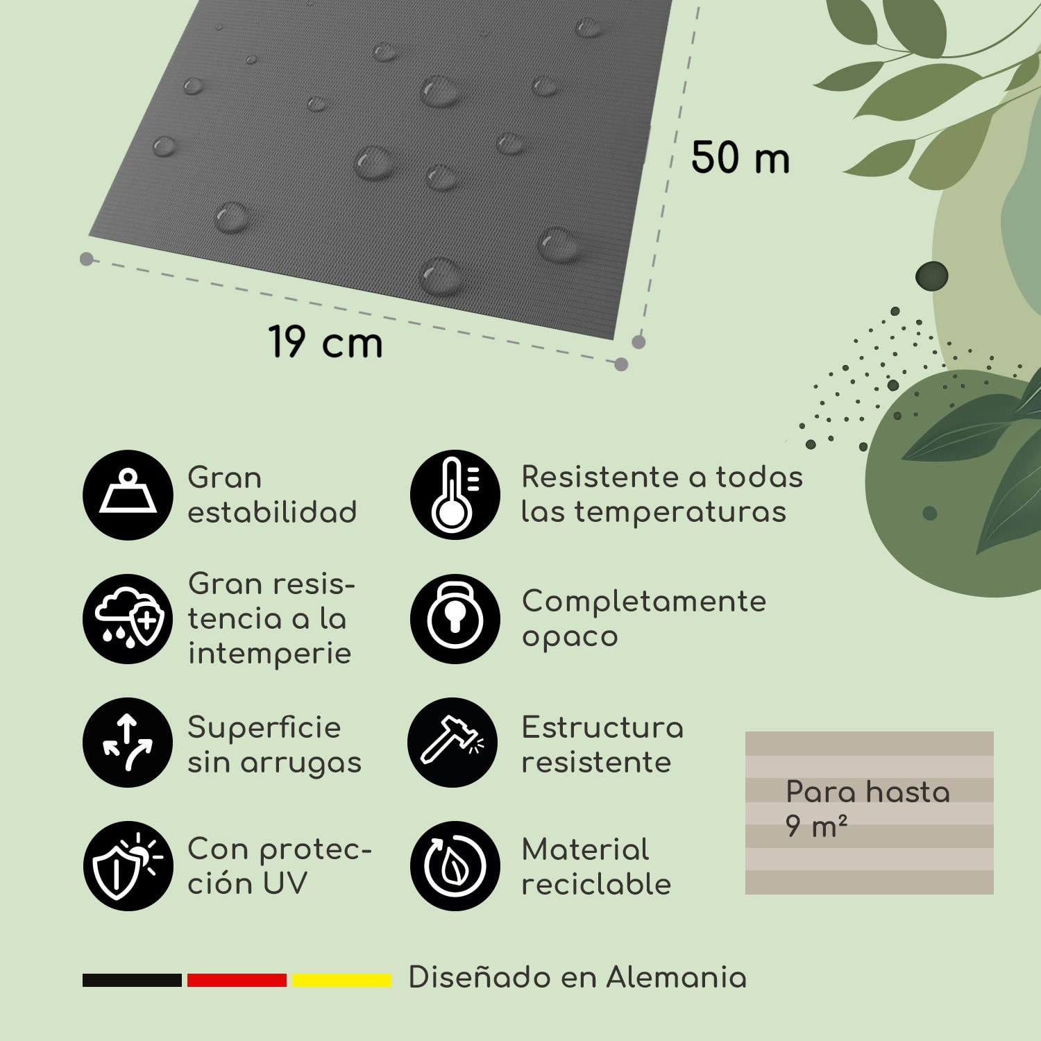 Tiras de protección visual para vallas de jardín VC 450 g/m² 50x19cm clips 