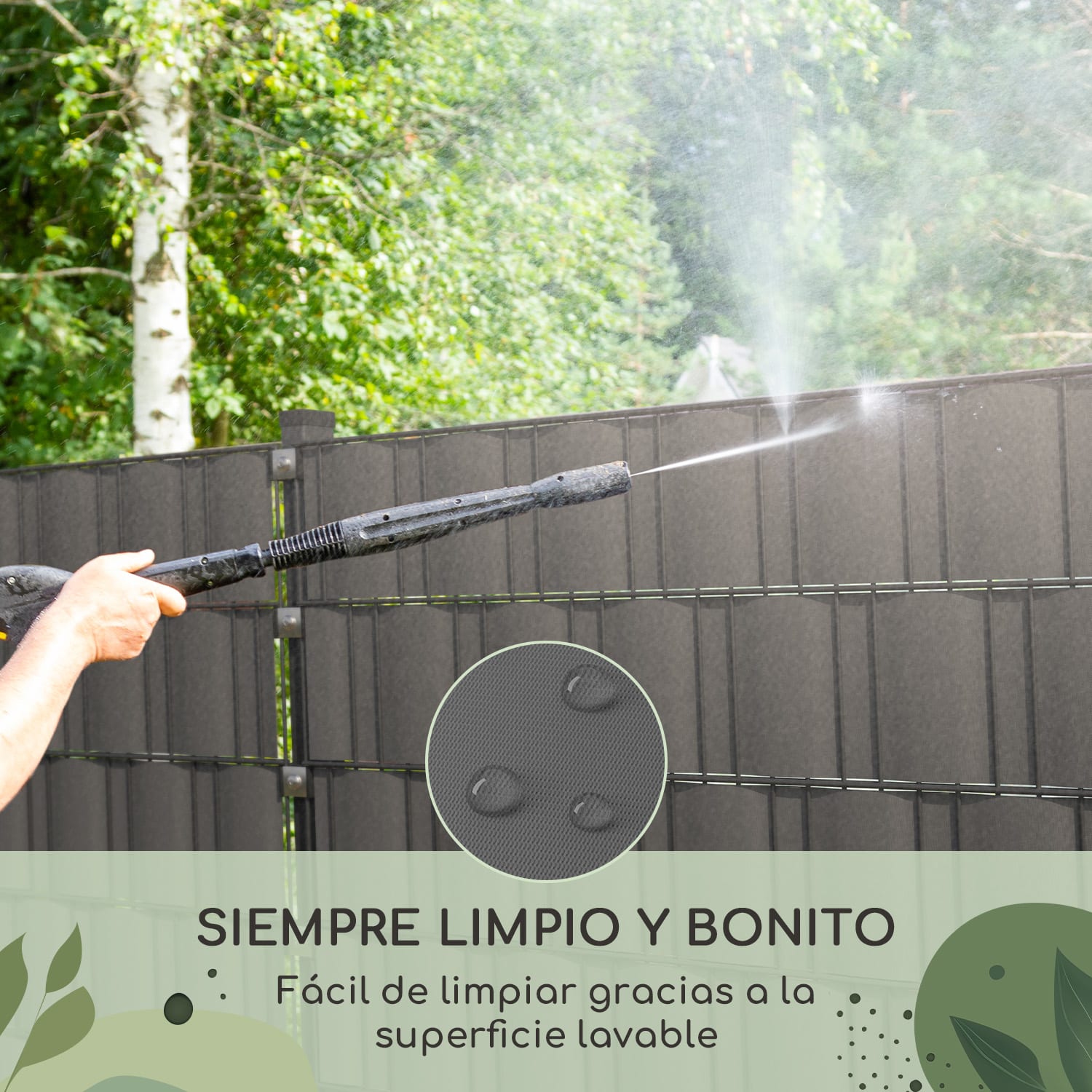 Tiras de protección visual para vallas de jardín VC 450 g/m² 50x19cm clips 