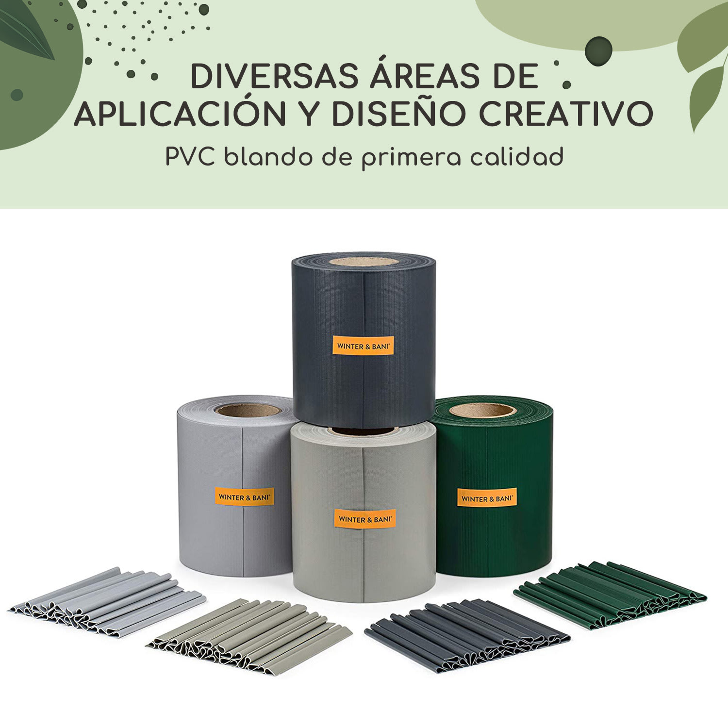 Tiras de protección visual para vallas de jardín VC 450 g/m² 50x19cm clips 