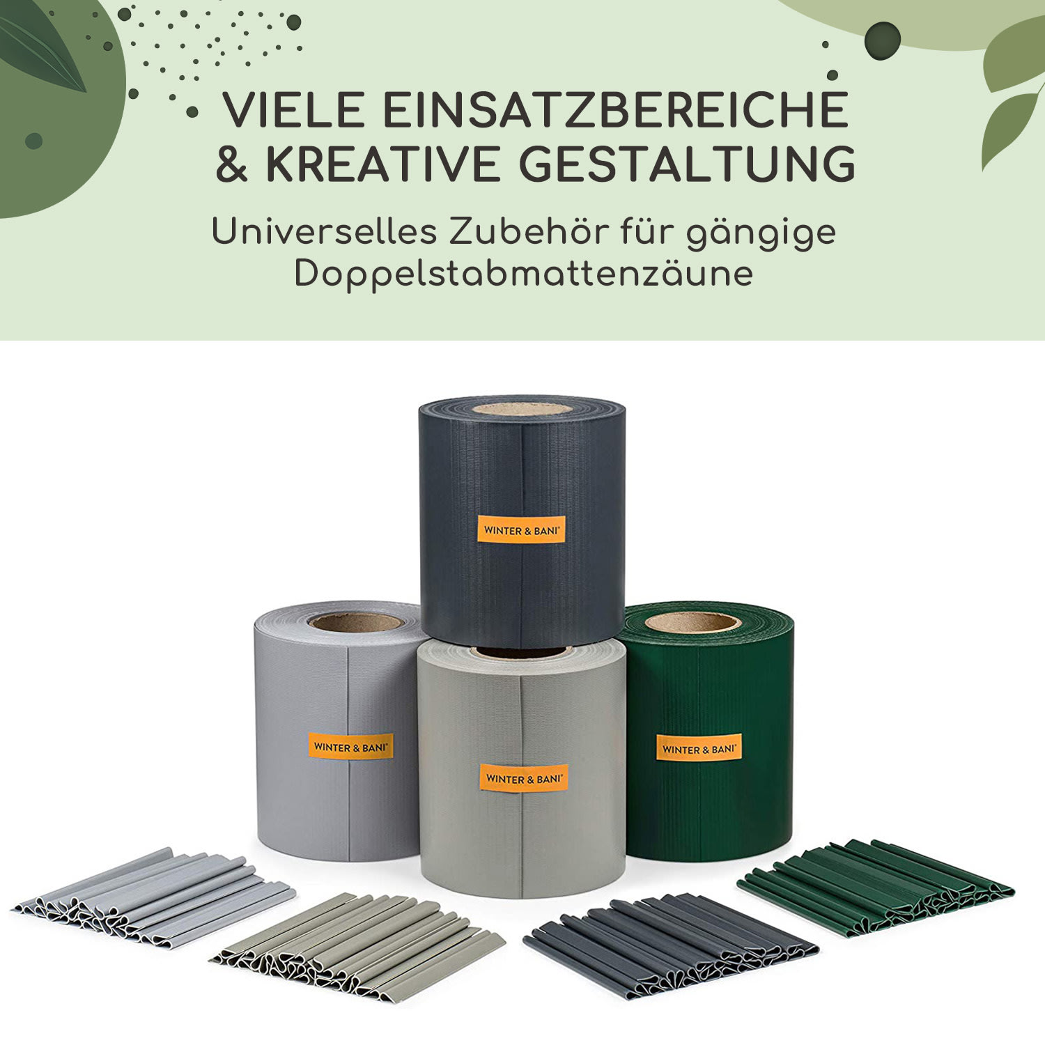 Sichtschutzstreifen-Clips Zubehör PVC 10er-Pack Dunkelgrün