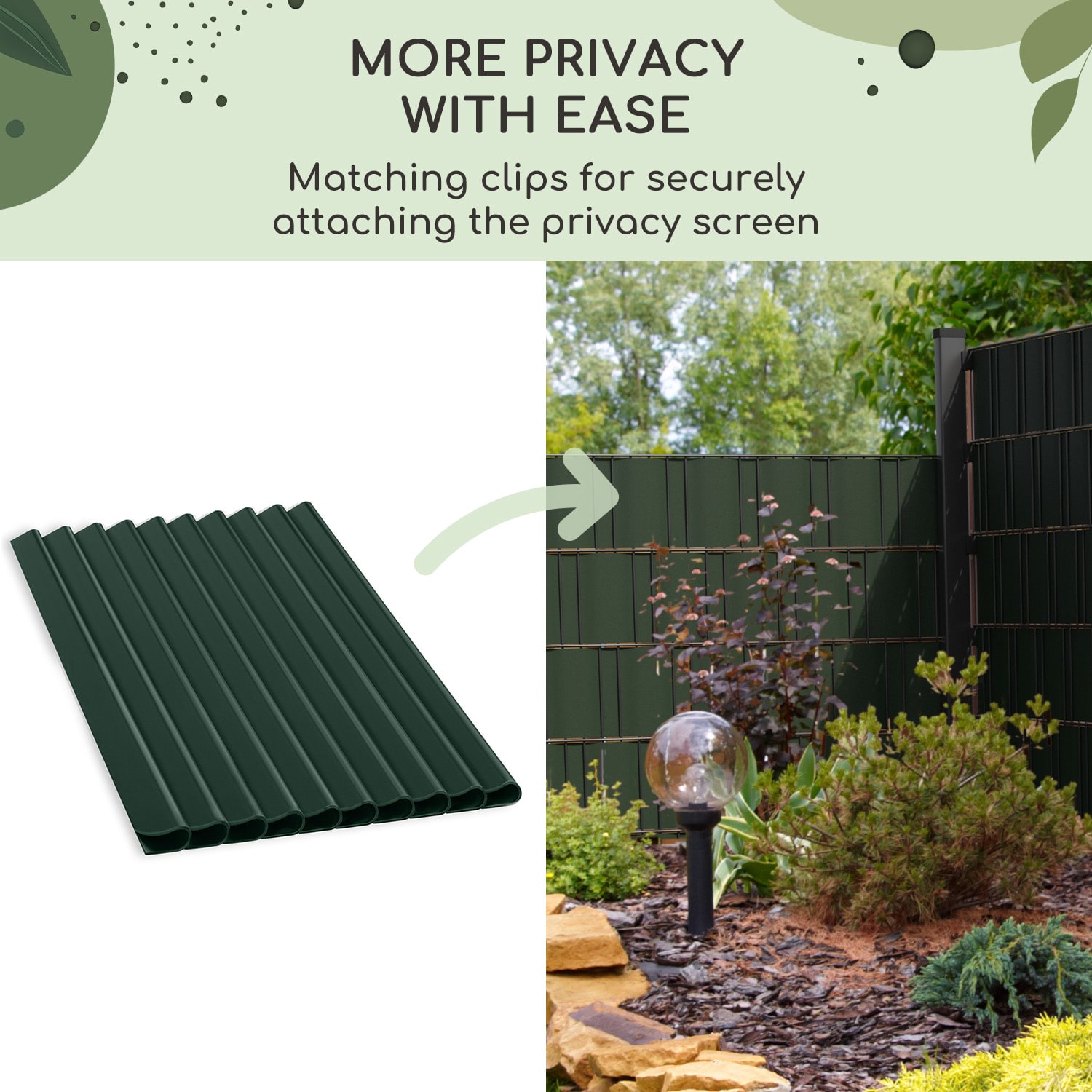 Kapocs árnyékoló szalagra, tartozék, PVC, 10 darabos csomag Sötétzöld