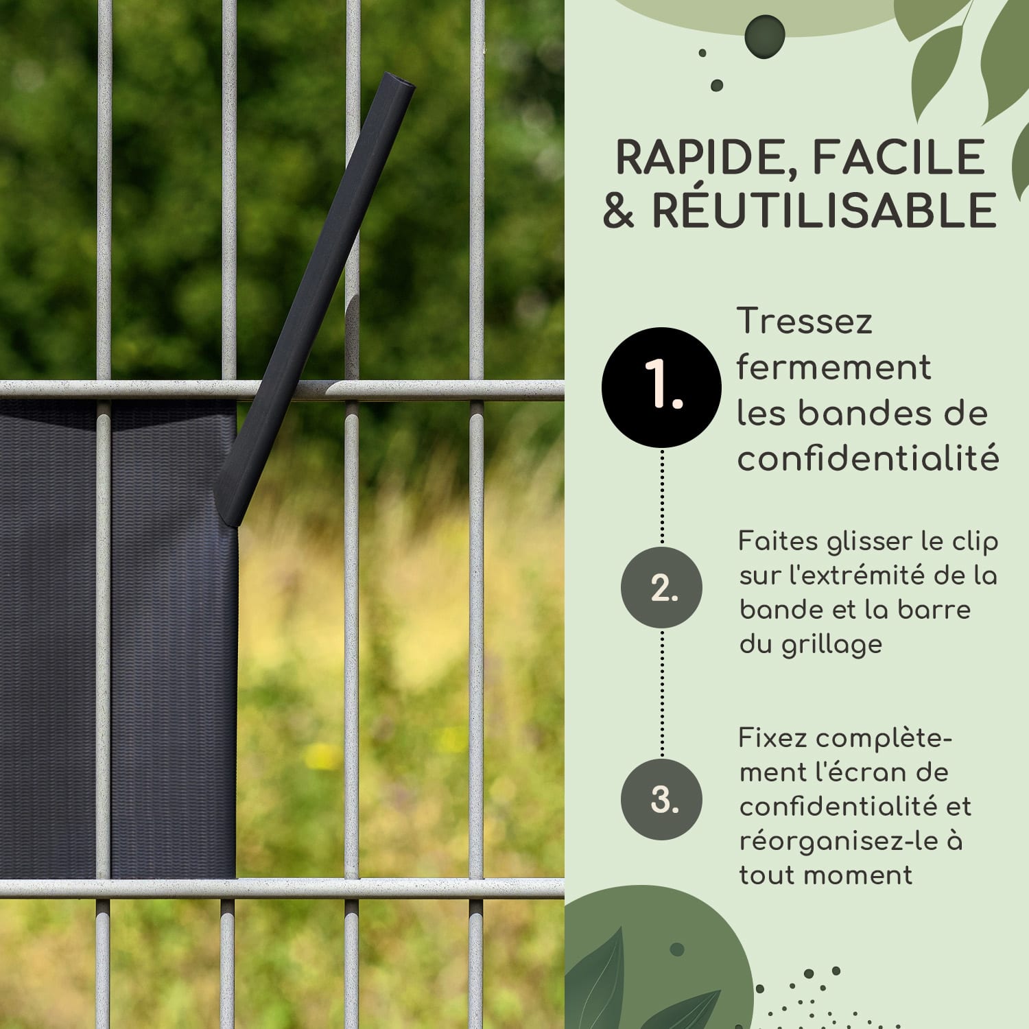 Clips de bande de pare-vue accessoires PVC pack de 10 Gris Tourterelle