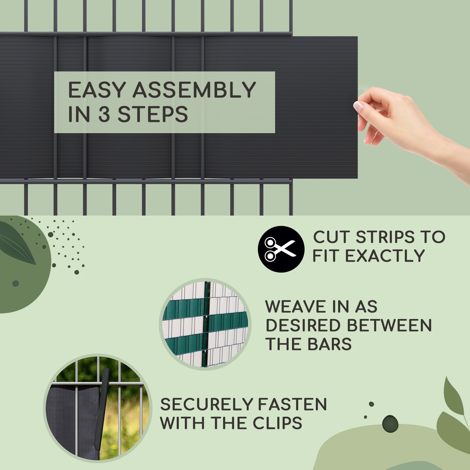 Trakovi za senčenje, zaščita za na ograjo, PVC trda plastika, 2,53 × 0,19 m 