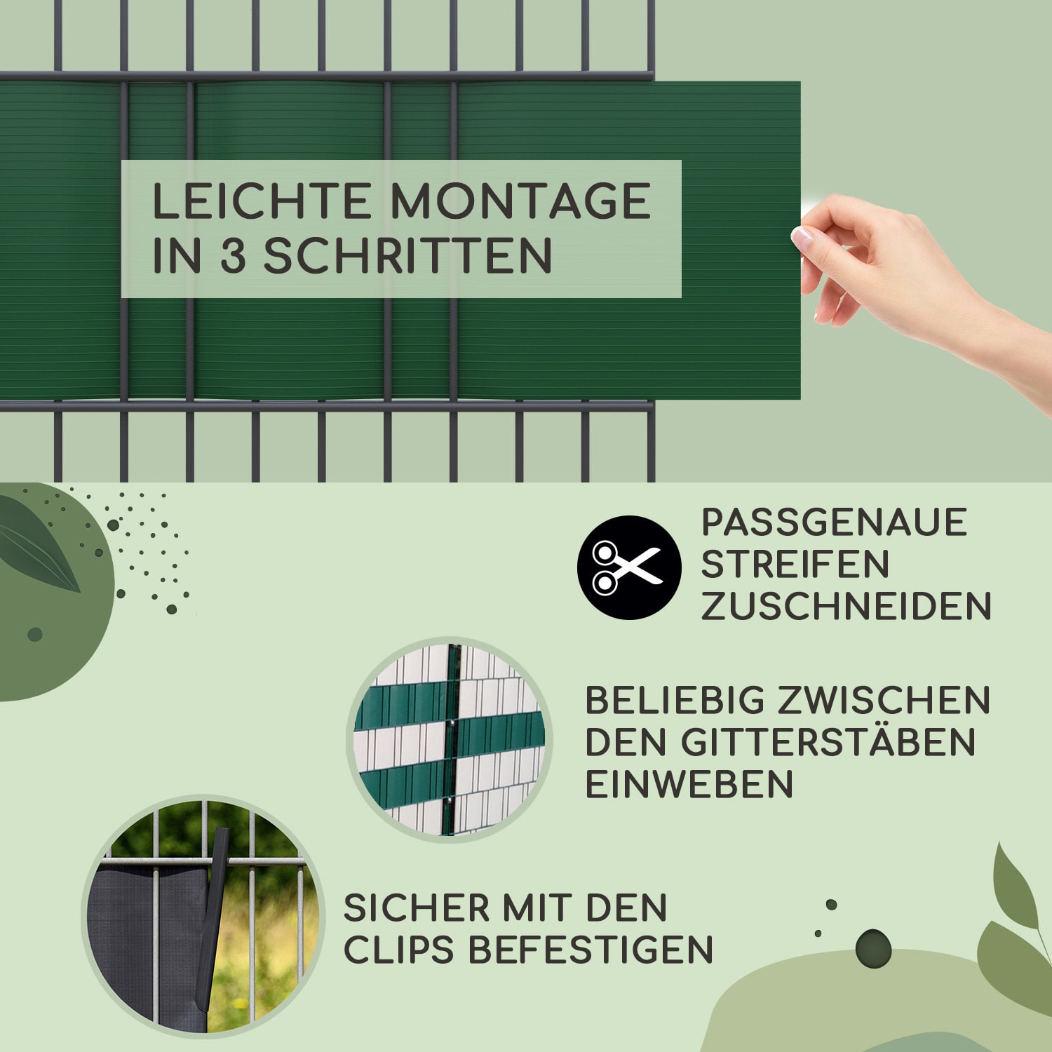 Sichtschutzstreifen Zaunblenden PVC-Hartplastik 2,53 x 0,19 m 