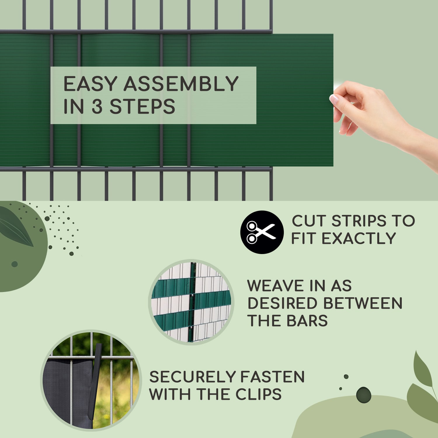 Stínící pásy, stíněný plot, PVC tvrdý plast, 2,53 x 0,19 m 