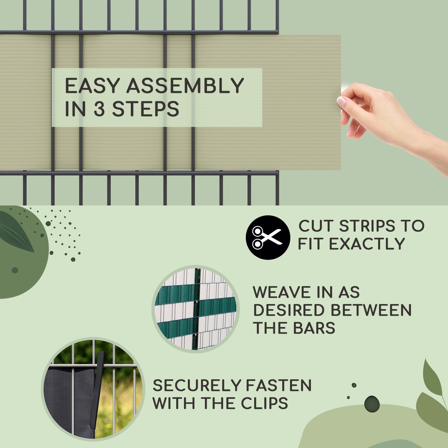 Trakovi za senčenje, zaščita za na ograjo, PVC trda plastika, 2,53 × 0,19 m 