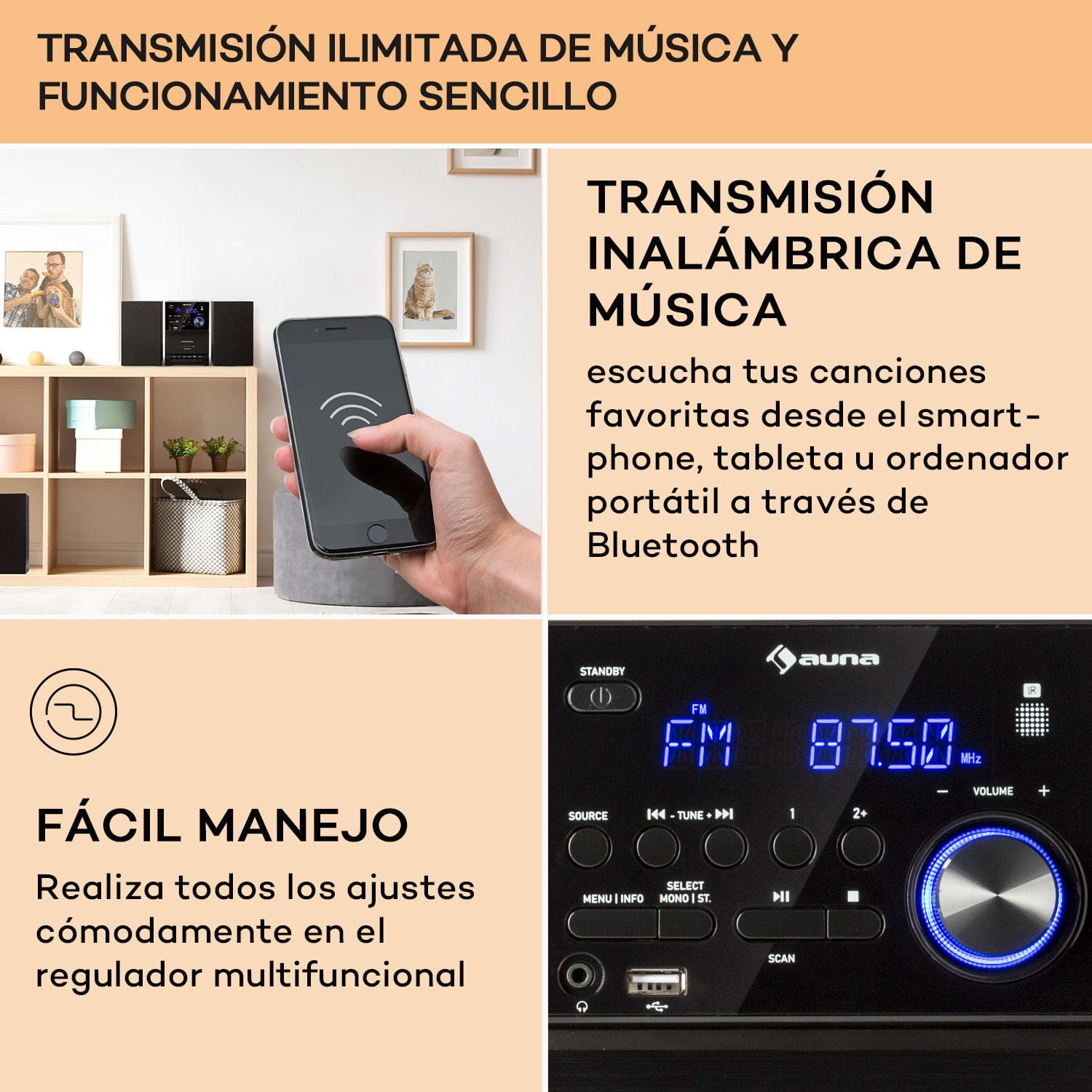 MC-40 DAB Equipo estéreo FM/DAB+ Bluetooth CD Casete USB Mando a distancia  Negro