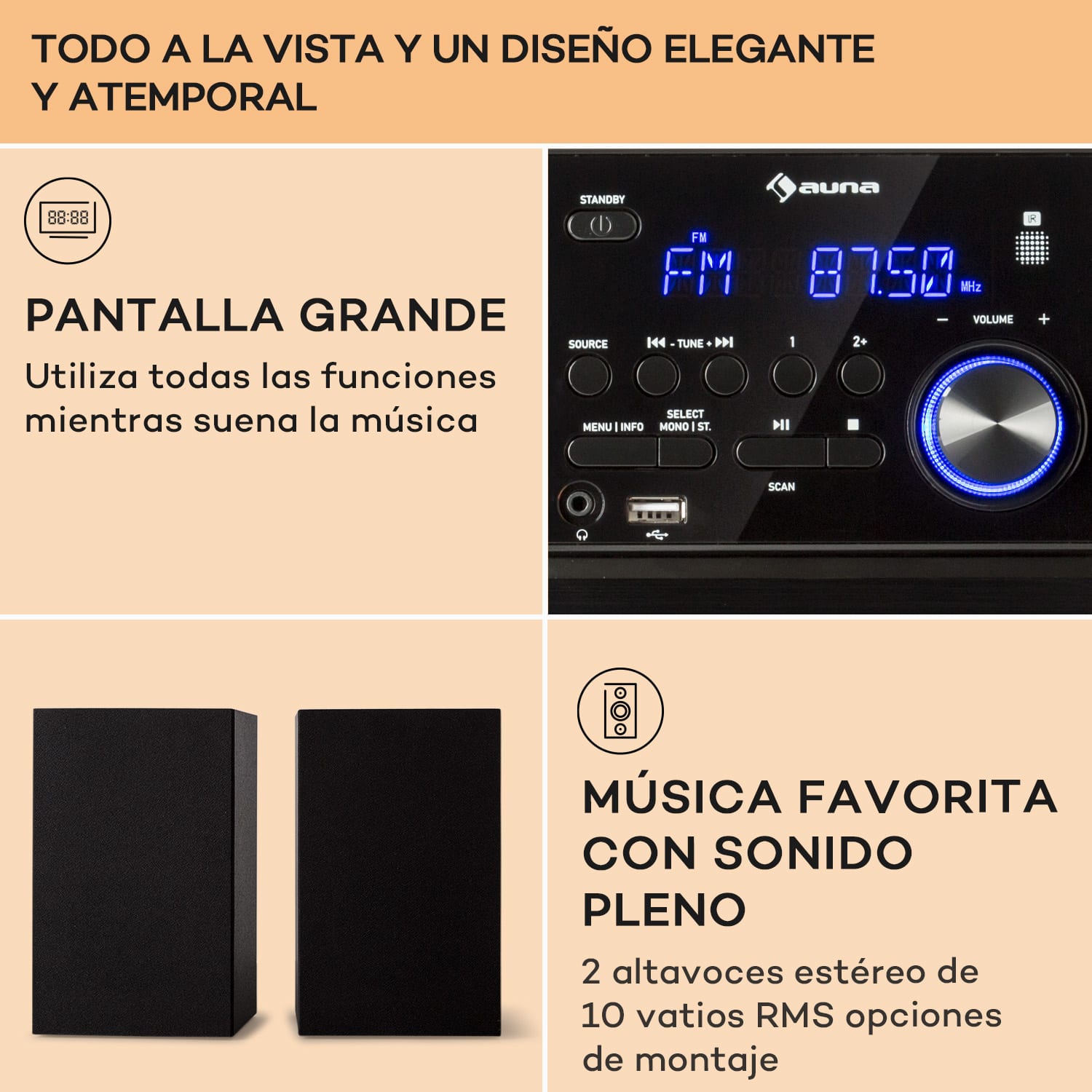 MC-40 DAB Equipo estéreo FM/DAB+ Bluetooth CD Casete USB Mando a distancia  Plata