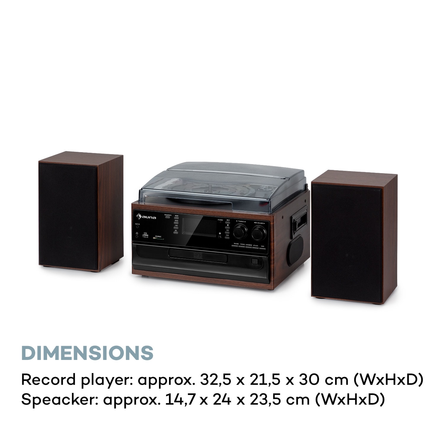 Oakland DAB Plus, zestaw stereo, w stylu retro, DAB+/FM, BT, płyty winylowe/CD/kasety 