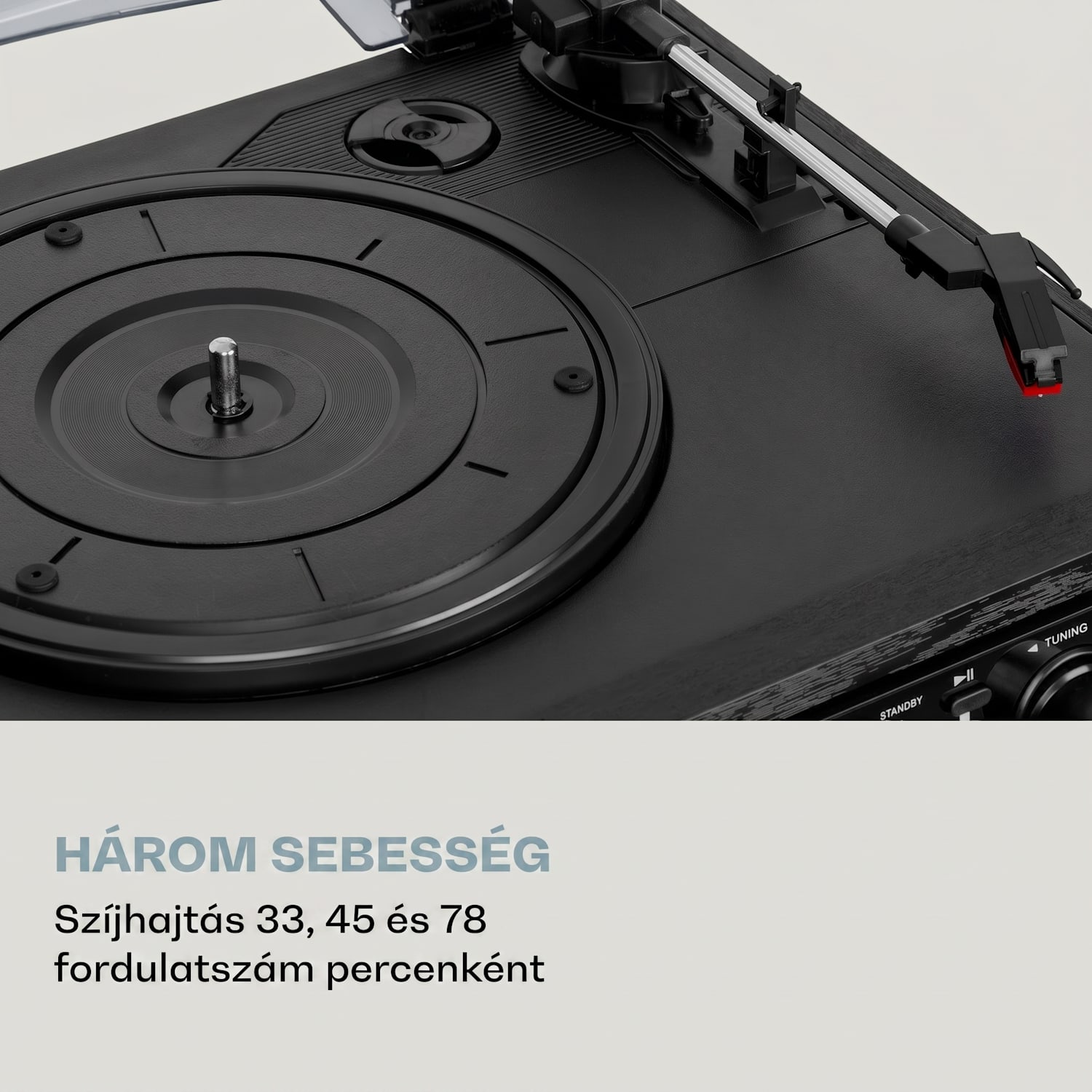 Oakland DAB Plus, retro sztereó rendszer, DAB+/FM, BT funkció, bakelit, CD-lejátszó, kazettalejátszó. mellékelve hangszórók Fekete