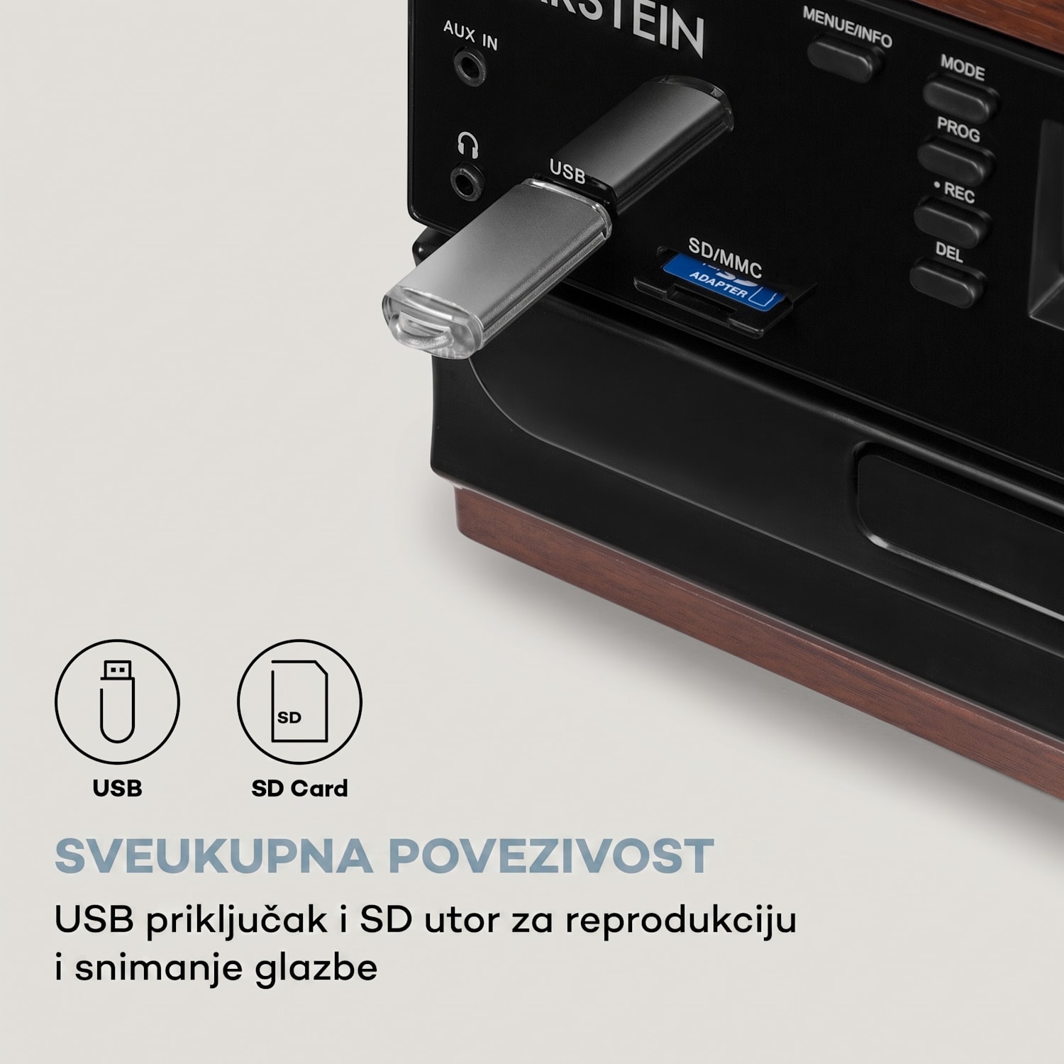 Oakland DAB, retro stereo sustav, DAB + / FM, BT funkcija, vinil, CD, kasetofon Orah