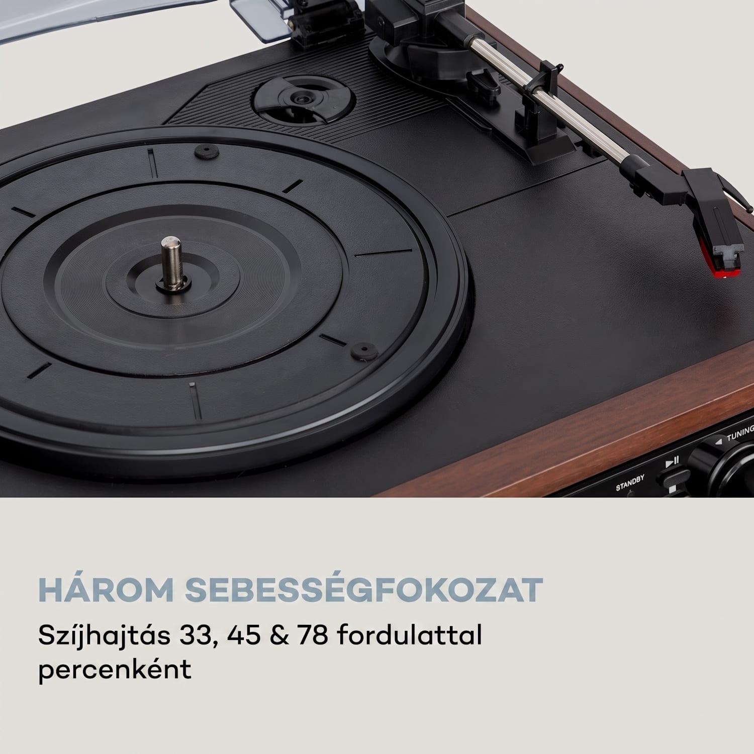 Oakland DAB, retro sztereó rendszer, DAB+/FM, BT funkció, bakelit, CD, kazettás magnó Diófa