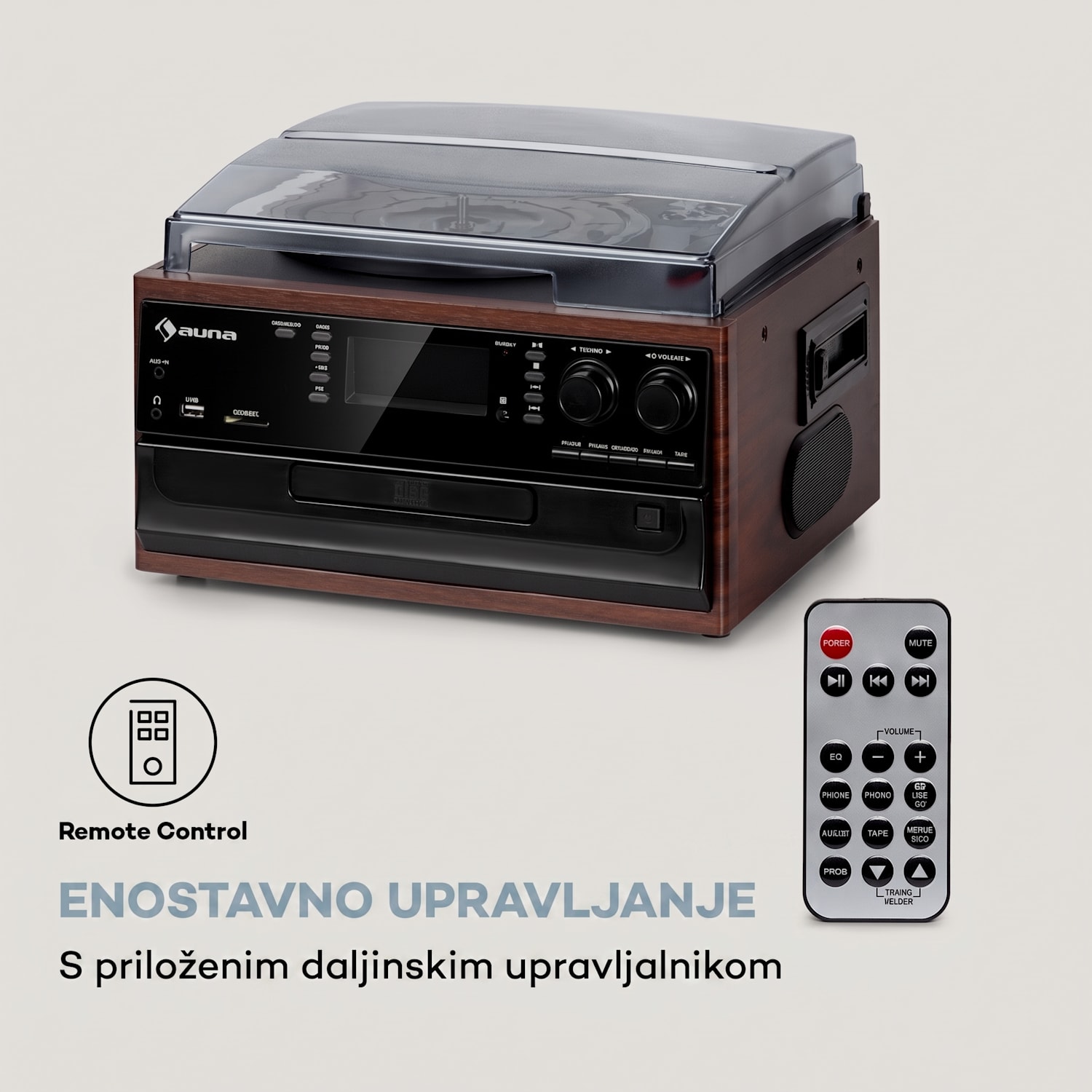 Oakland DAB, retro stereo sistem, DAB+/FM, funkcija BT, predvajalnik vinilnih plošč, CD-zgoščenk in kaset Oreh
